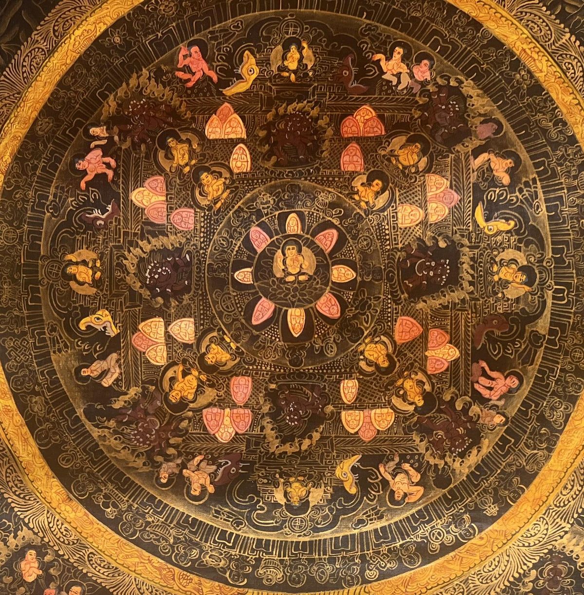 Hand-Painted Buddha Life Mandala Thangka Tibetan Meditation Art