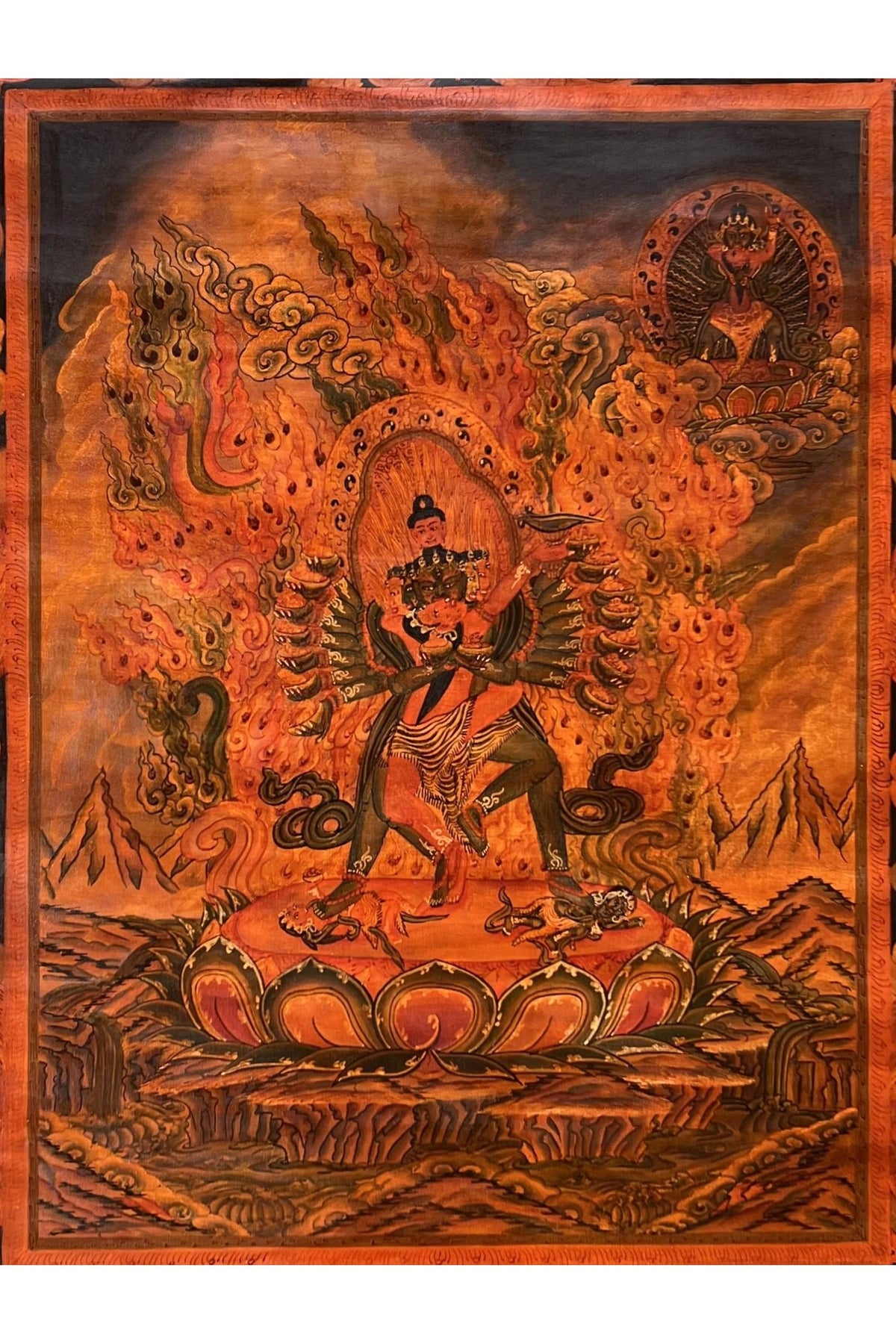 Kalachakra & Kalacakri Thangka Painting, Newari Tantra Art, Oil Varnished