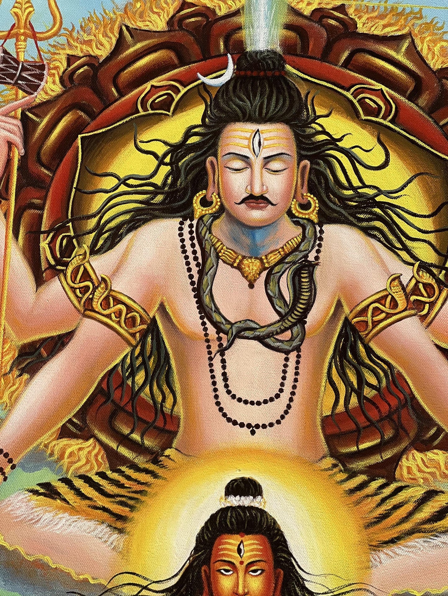 Shiva Parvati Union Painting | Hand-Painted Hindu Art on Canvas