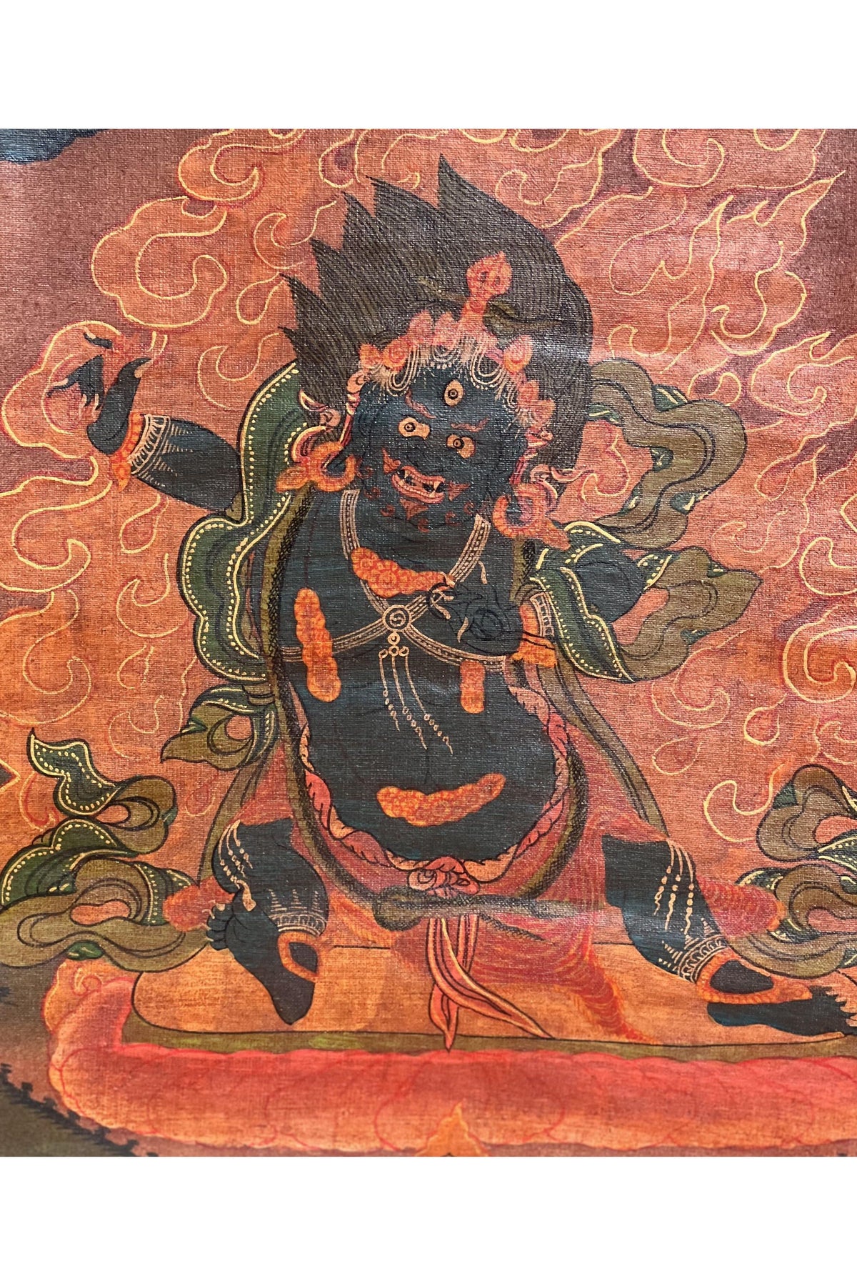 Hand-Painted Vajrapani Dharmapala Thangka, Tibetan Buddhist Art, Silk Framed