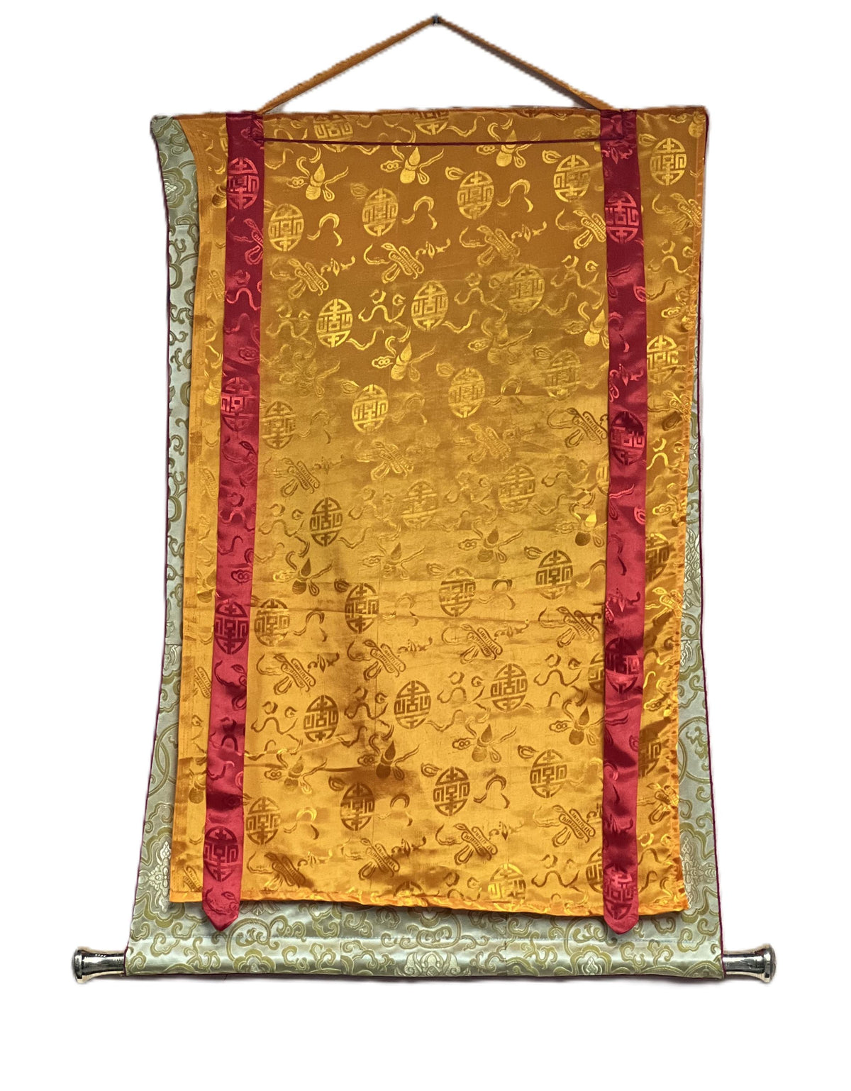 Kalachakra Mandala Tibetan Thangka Painting with Silk Brocade