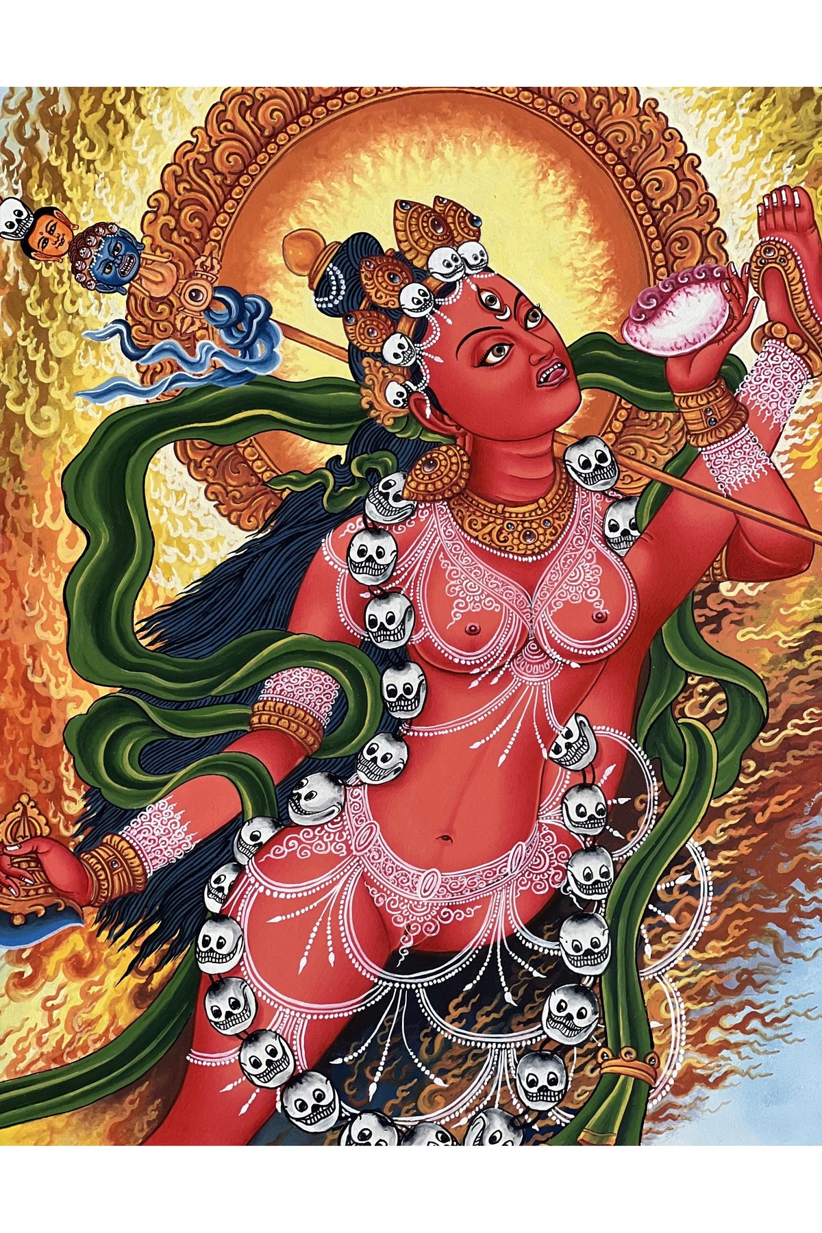 Akash Yogini Newari Paubha Thangka | Vidyadhari – The Knowledge Holder | Hand-Painted Masterpiece from Nepal