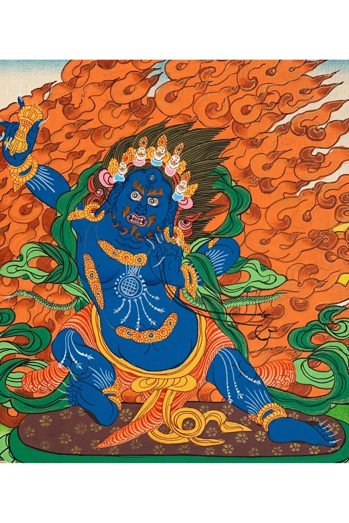 Hand-painted Vajrapani Thangka Painting with Silk Brocade