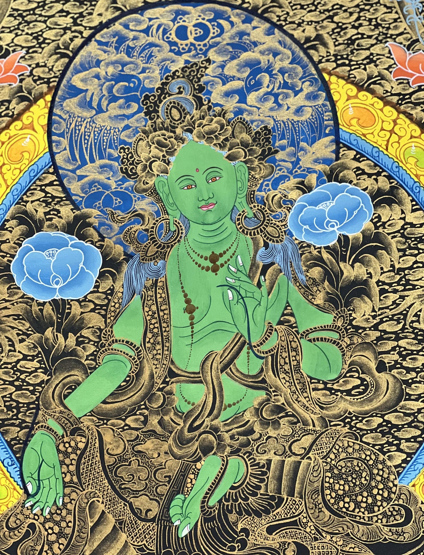 Green Tara Thangka Painting: Hand-Painted Tibetan Compassion Art