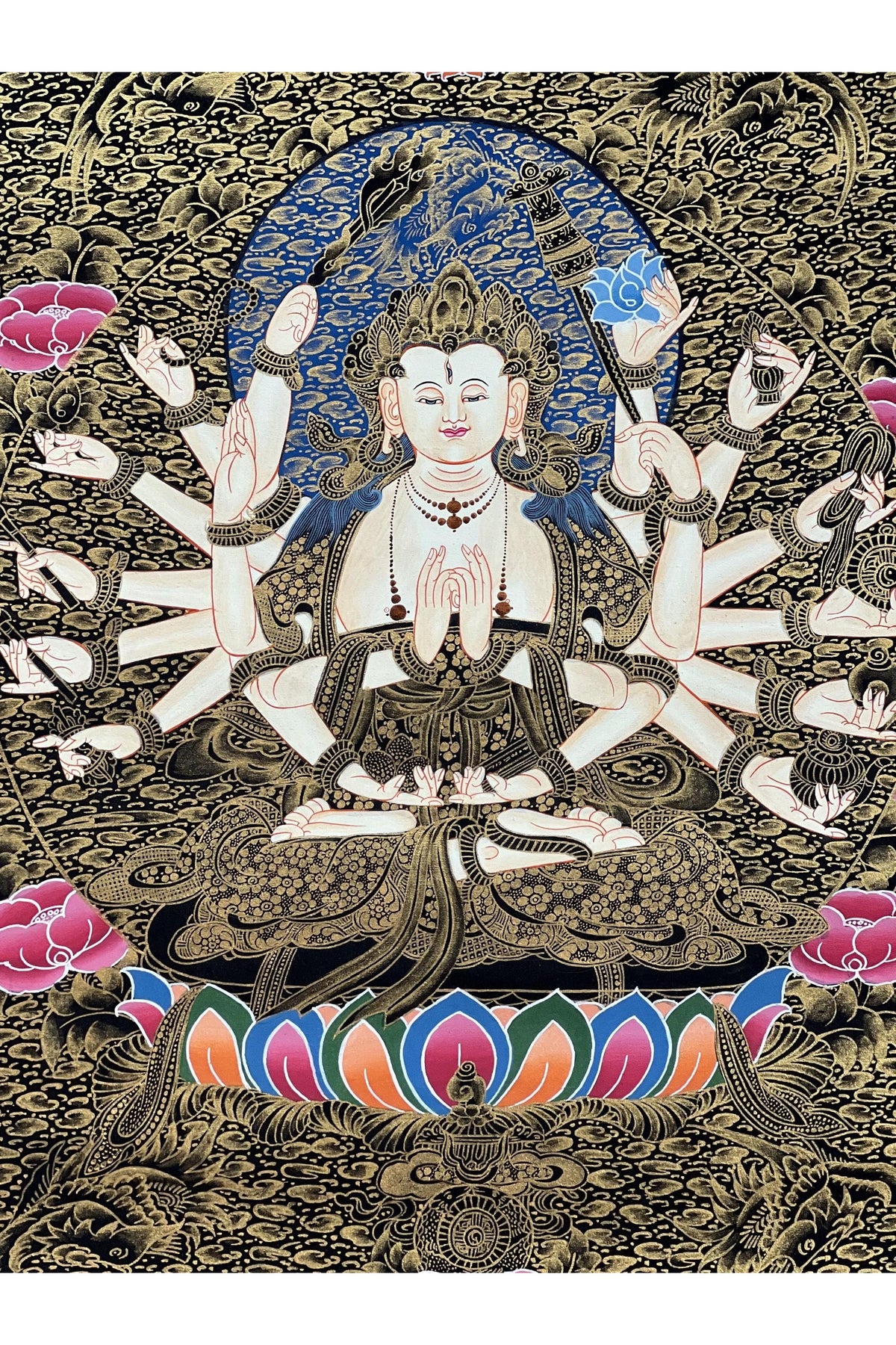 Hand-Painted Chandi Thangka Painting, Tibetan Mother Goddess Art (18x24 inch)