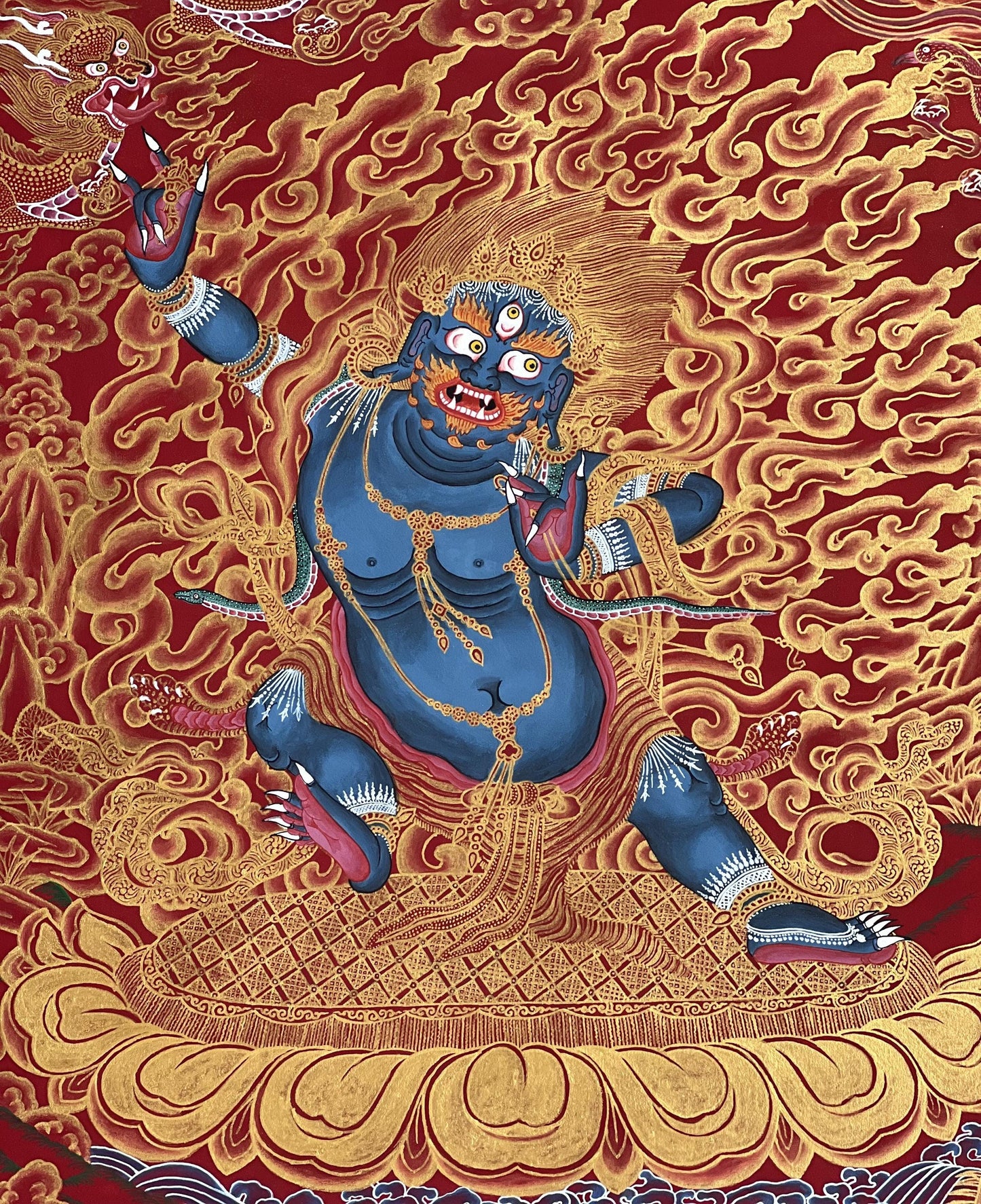 Original Hand-Painted Vajrapani Dharmapala Large Masterpiece Tibetan Thangka Painting / Compassion Meditation Art From Nepal