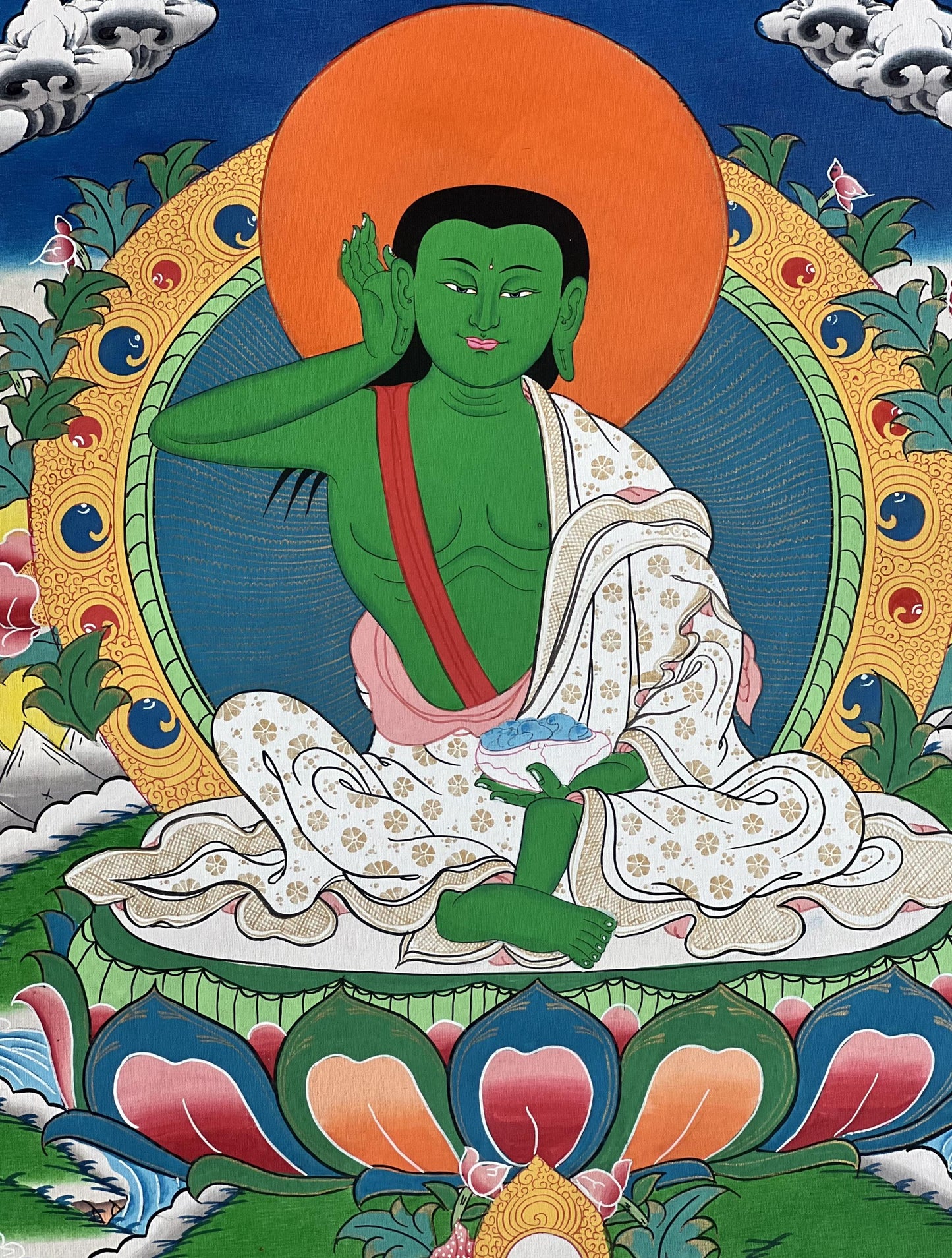 Milarepa – Tibetan Yogi of Transformation | Original Hand-Painted Thangka | Buddhist Art