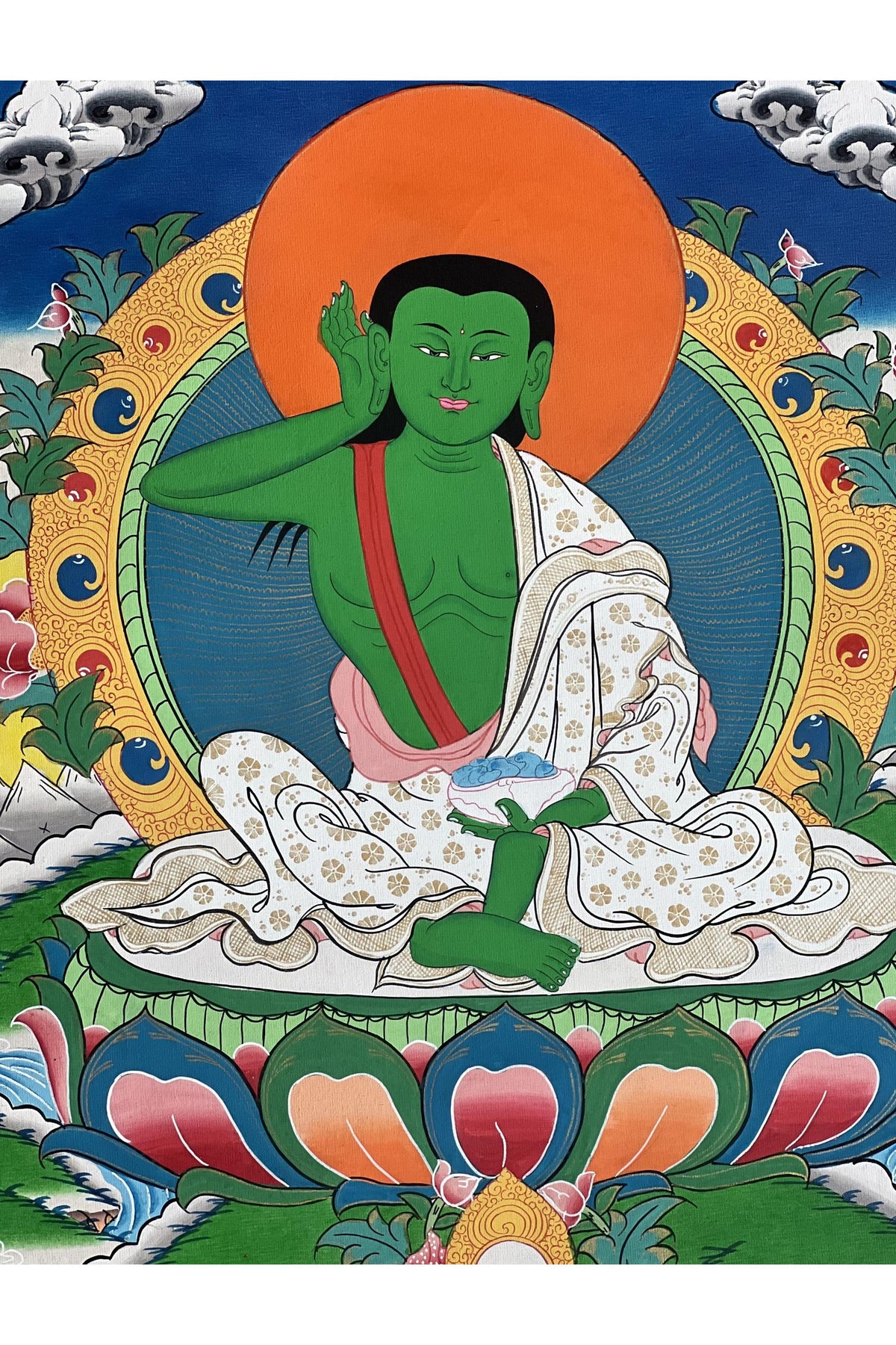 Milarepa – Tibetan Yogi of Transformation | Original Hand-Painted Thangka | Buddhist Art