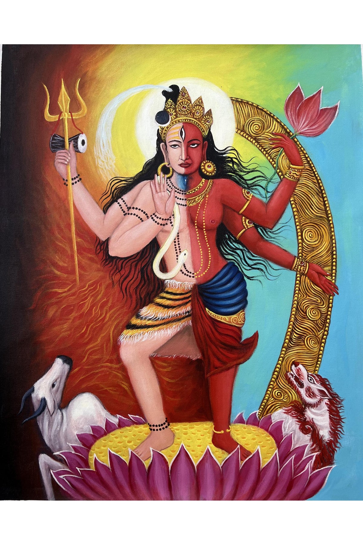 Ardhnarishvara Acrylic Painting | Shiva Shakti Canvas Art