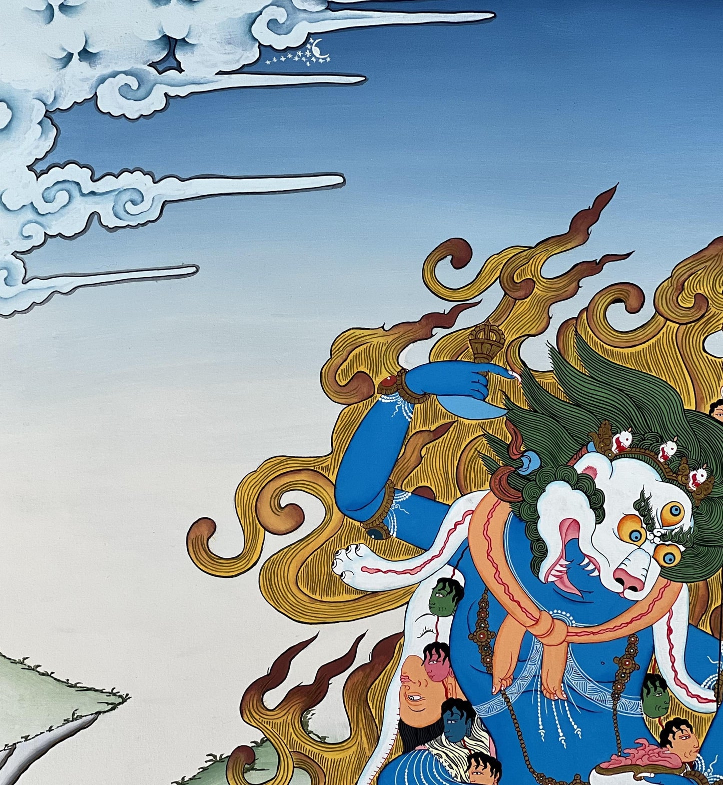 Lion-Face Dakini Simhamukhi Yogini Tibetan Thangka Painting • Hand-Painted Buddhist Art