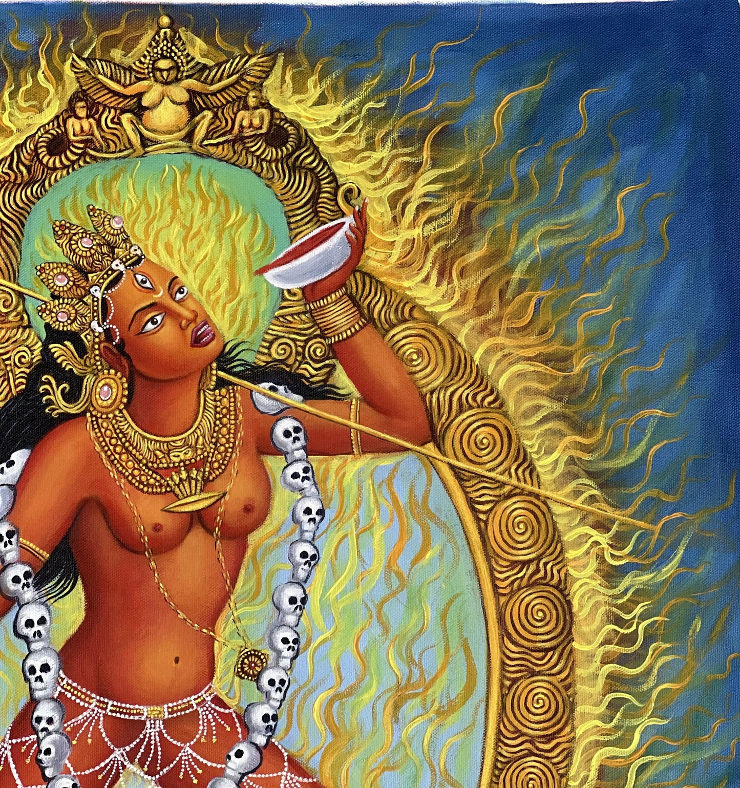 Vajrayogini Acrylic Painting on Canvas • Tibetan Buddhist Art • Dakini Tantric Deity