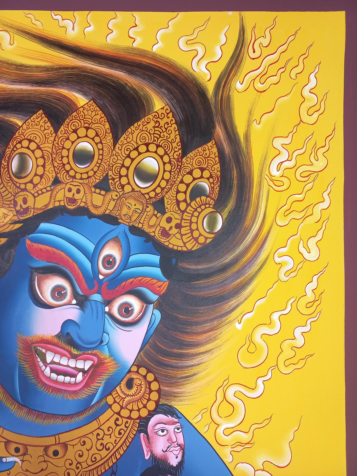 Hand Painted Bhairava Thangka, Newari Style, Tibetan Art