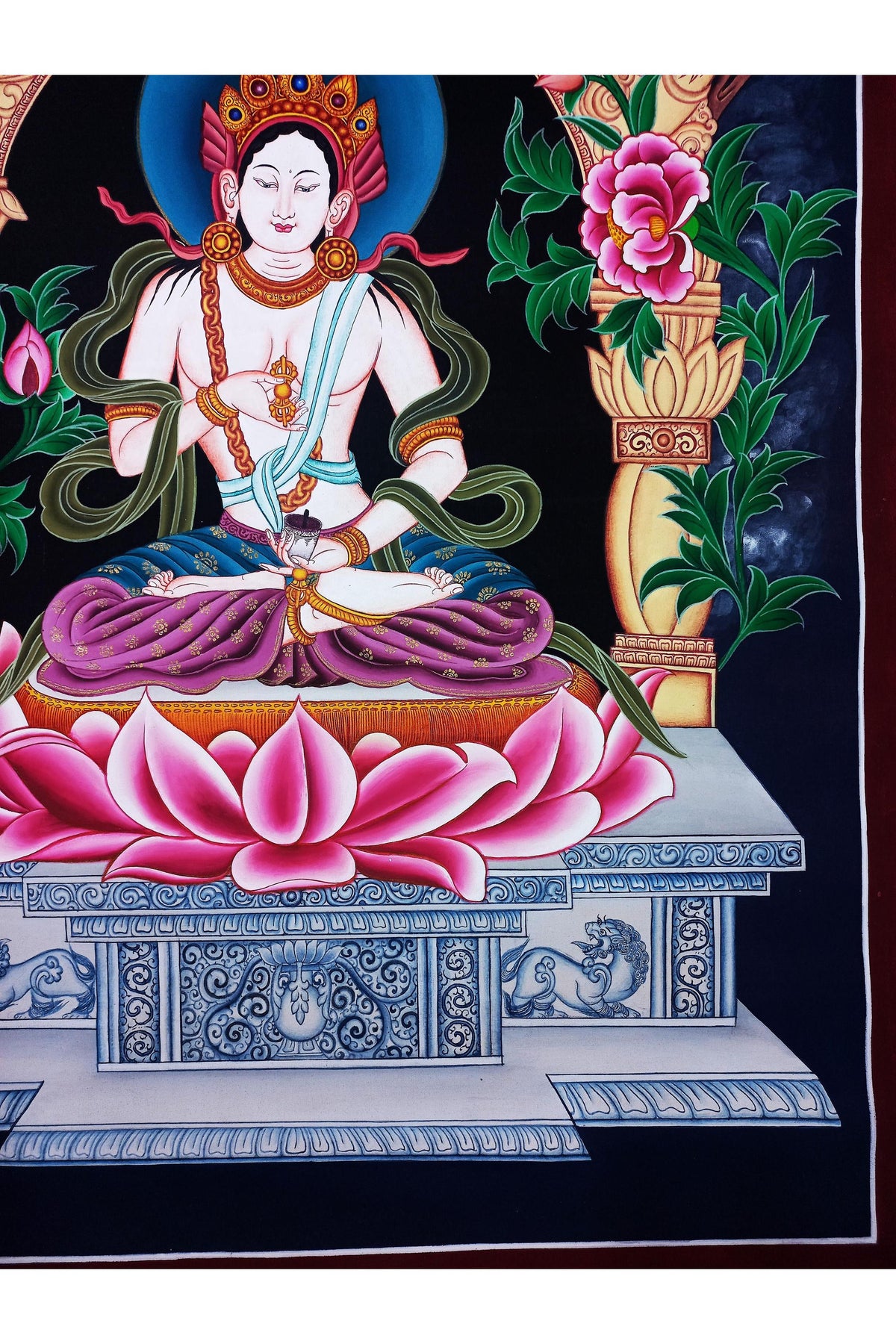 Hand-Painted Vajrasattva Thangka: Tibetan Meditation Art