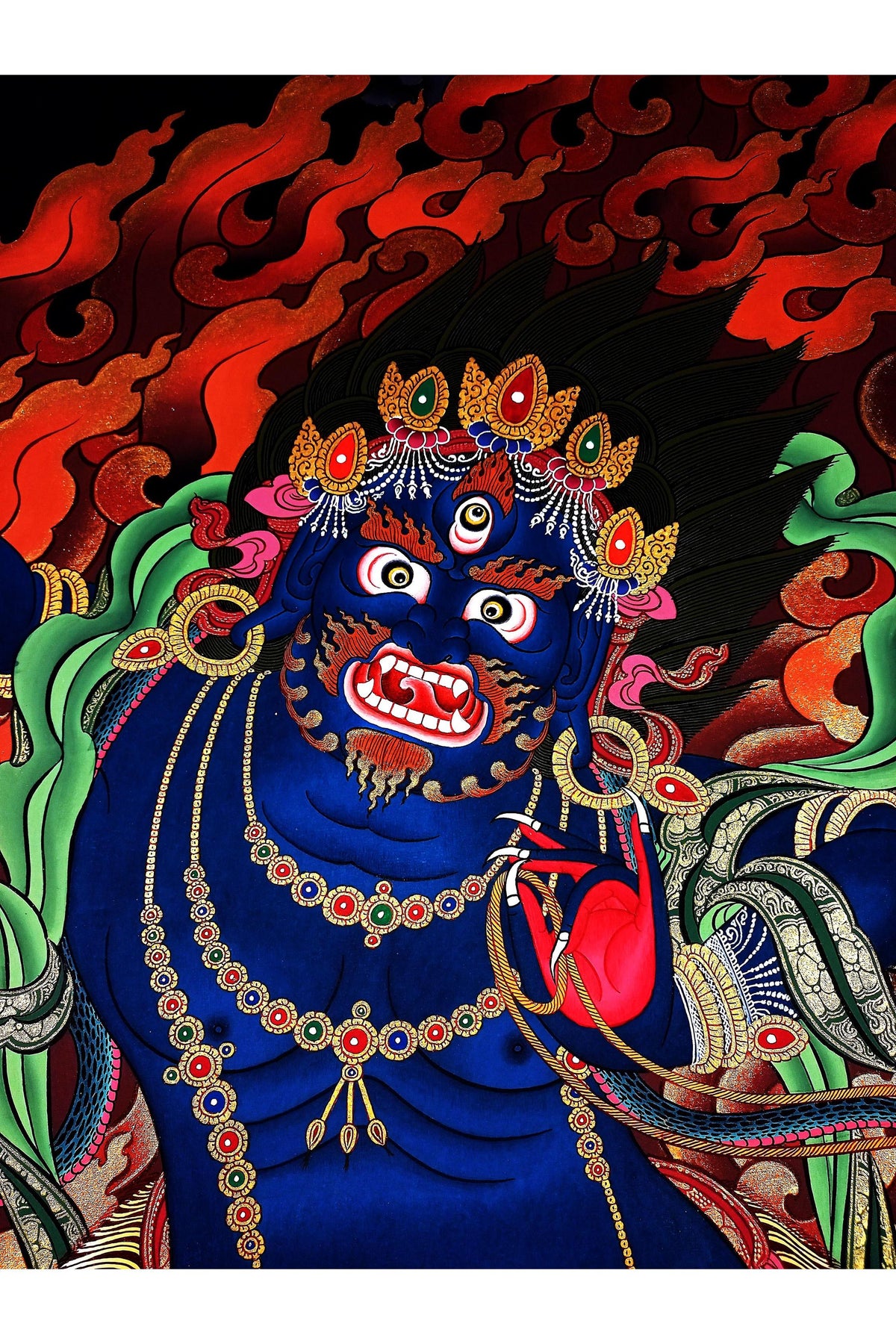 Hand-Painted Vajrapani Thangka Painting, Tibetan Buddhist Art (29x40 in)