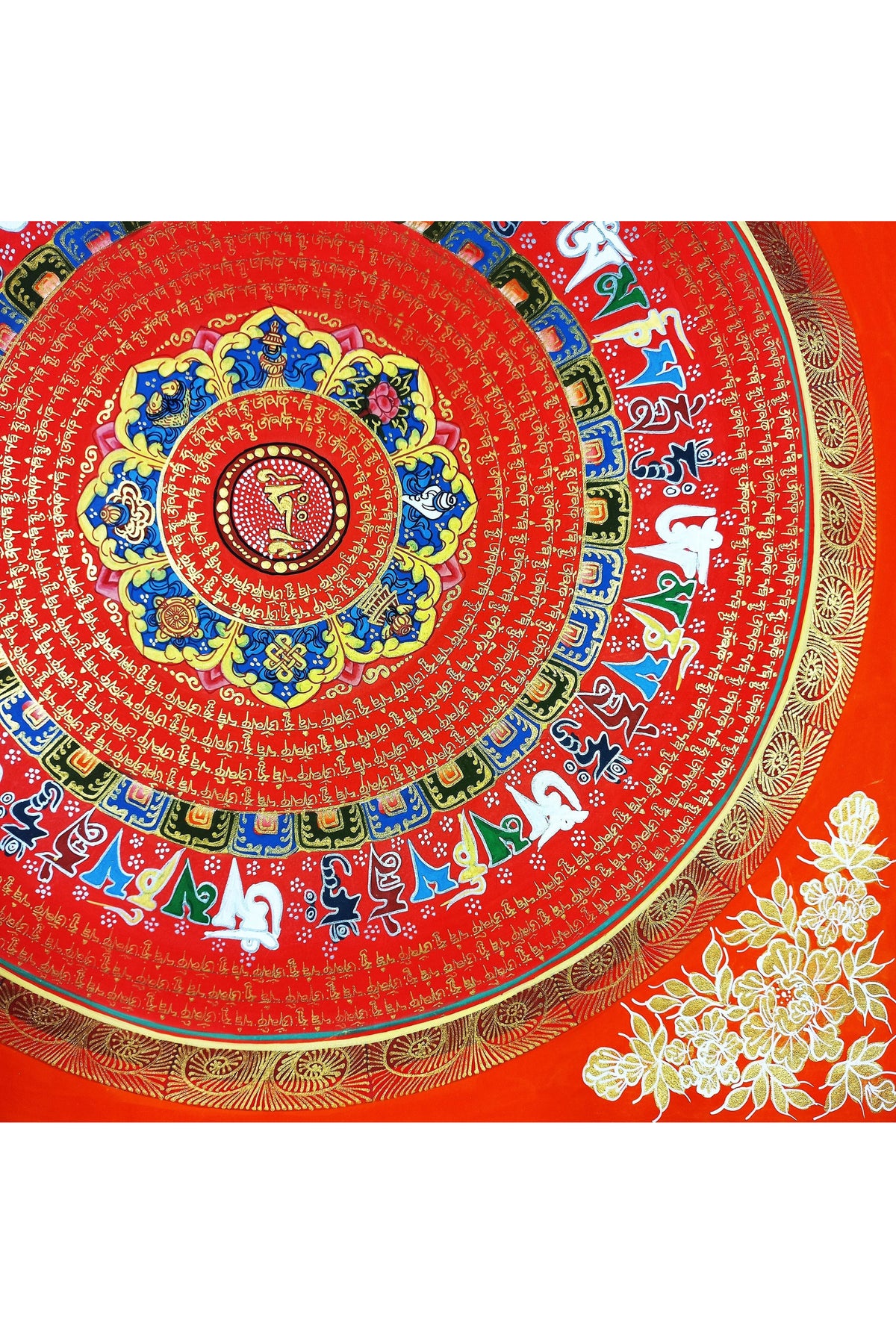 Handmade OM Mantra Mandala Thangka Painting | Tibetan Sacred Art