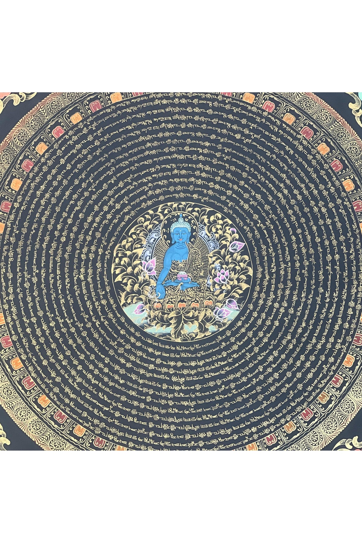 Medicine Buddha Thangka | Om Mantra Mandala, Tibetan Wall Hanging