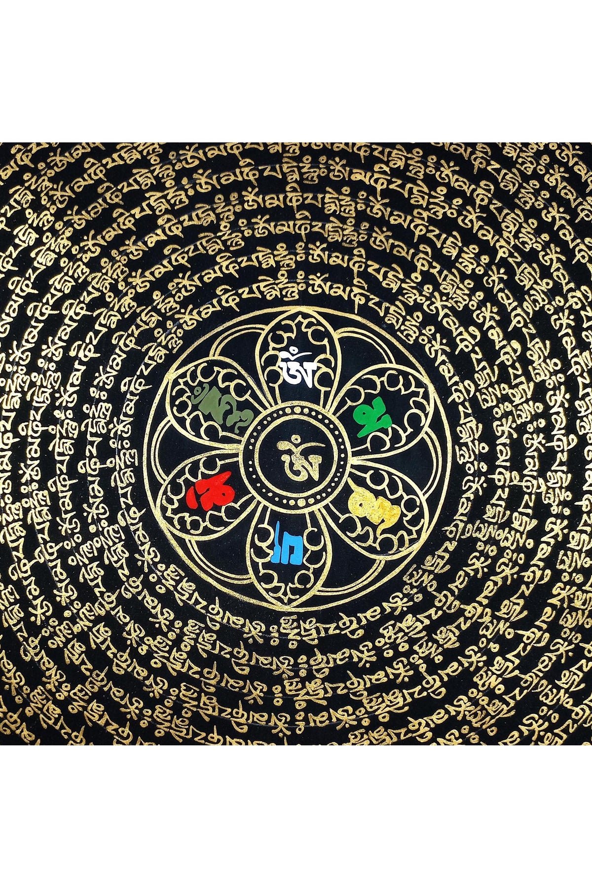 Om Mani Padme Hum Mandala Thangka | Tibetan Meditation Painting