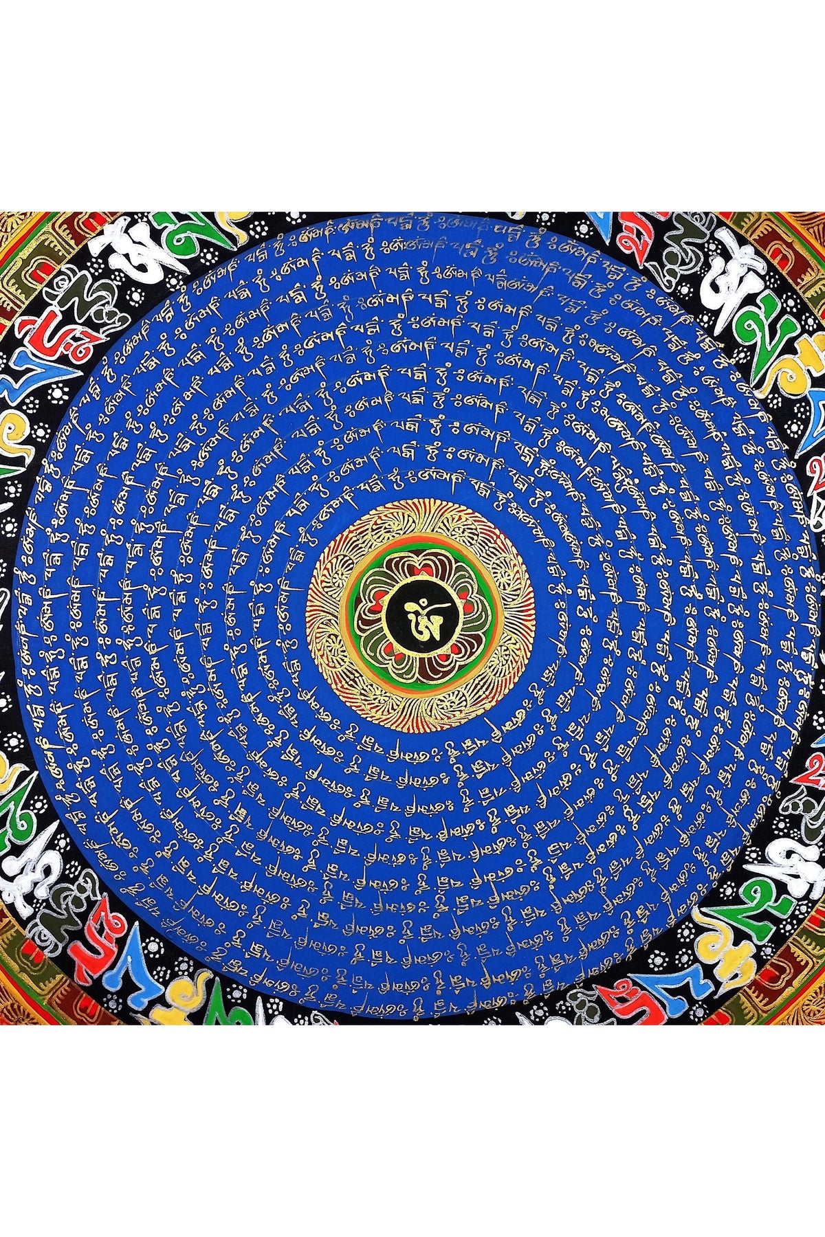 Handmade Om Mantra Mandala Thangka Painting | Tibetan Art