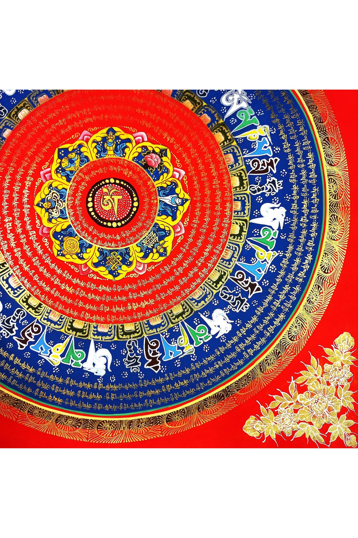 Om Mantra Mandala Thangka Painting | Hand-Painted Tibetan Meditation Art