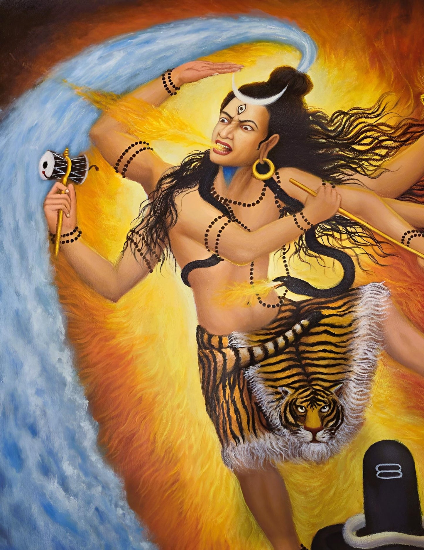 Shiva Nataraja Acrylic Painting • Hindu Art • Lord Shiva Wall Decor • Cosmic Dance Canvas