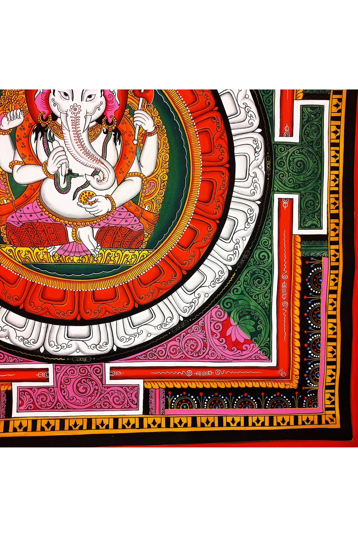 Ganesha Sriyantra Painting, Newari Paubha Art, Wealth & Prosperity