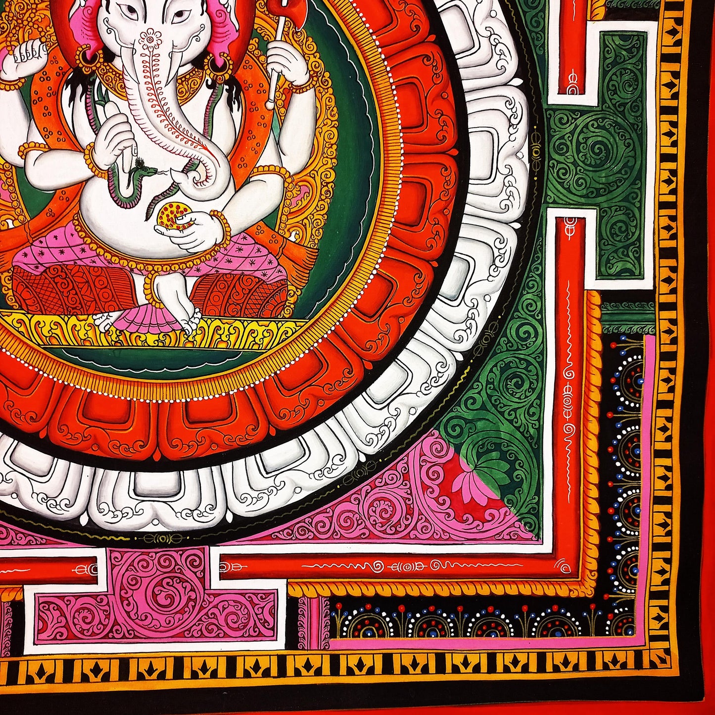 Ganesha Sriyantra Painting, Newari Paubha Art, Wealth & Prosperity