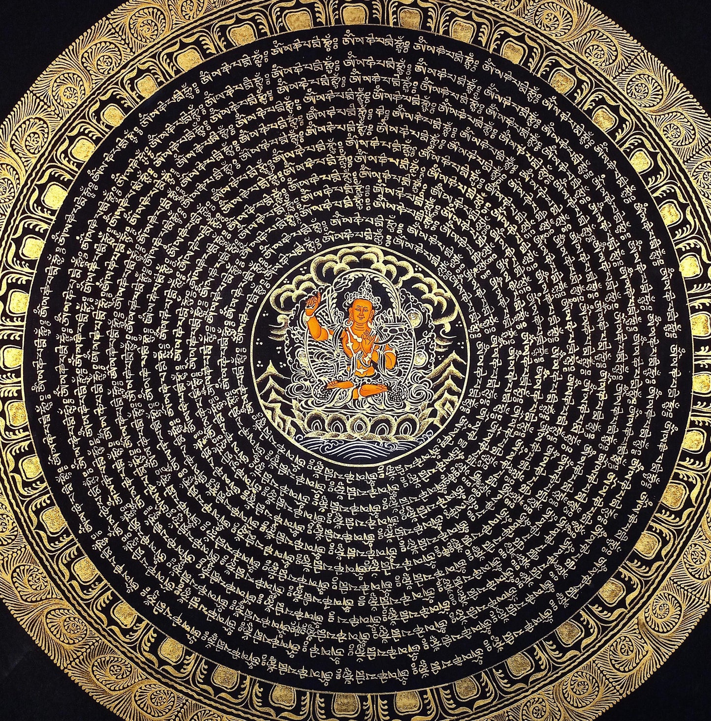 Om Mantra Mandala Thangka Painting | Tibetan Art, Home Blessing