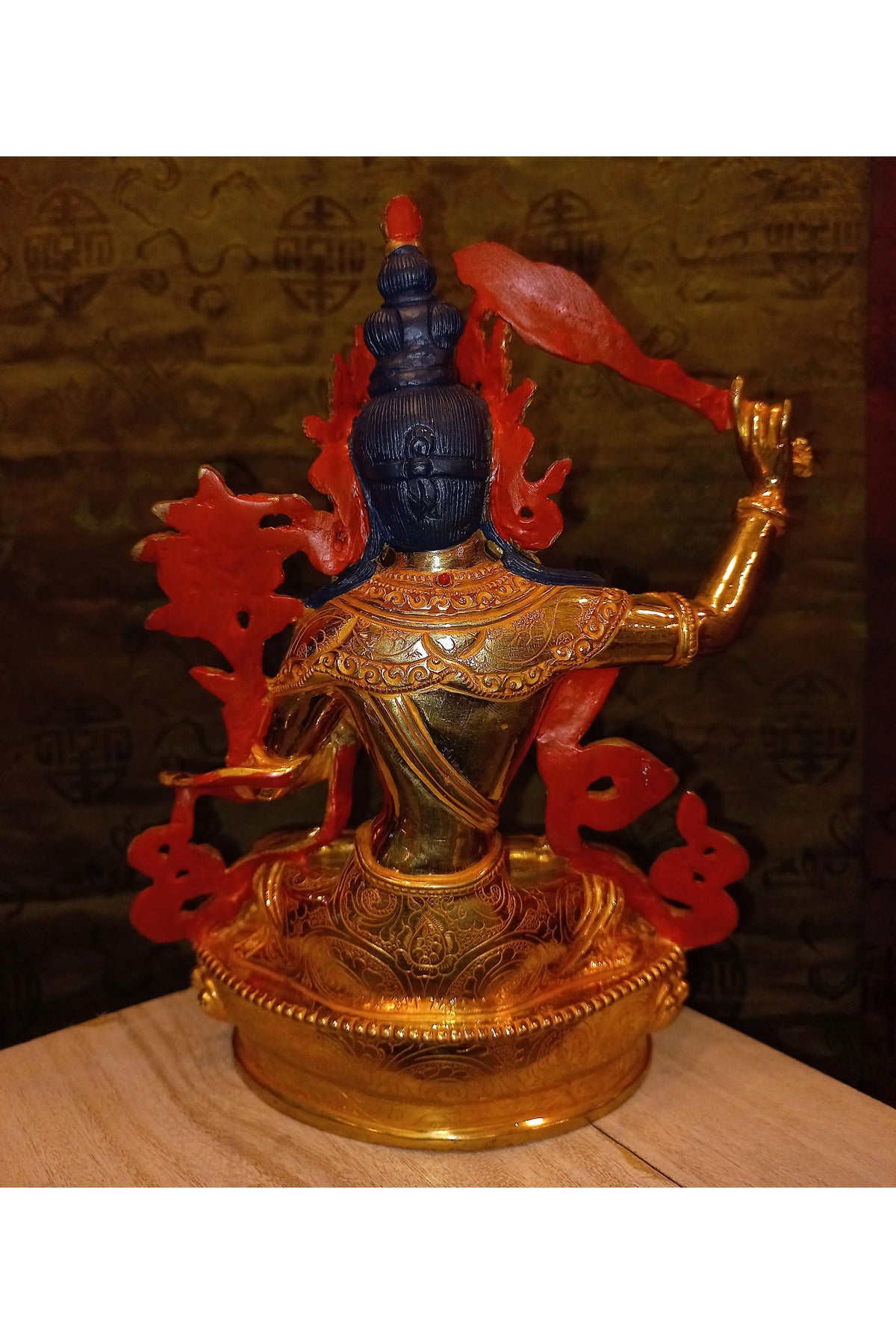 24K Gold Gilded Manjushri Statue | Handmade Nepal, Buddhist Art