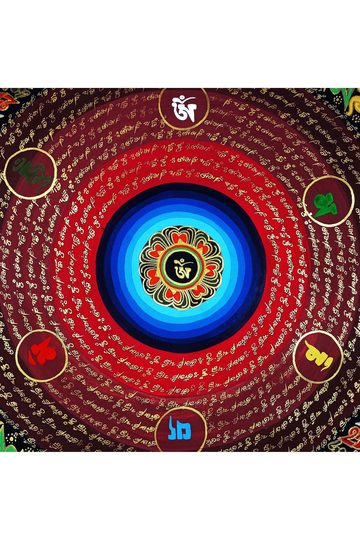 Om Mantra Mandala Thangka Painting | Tibetan Meditation Art