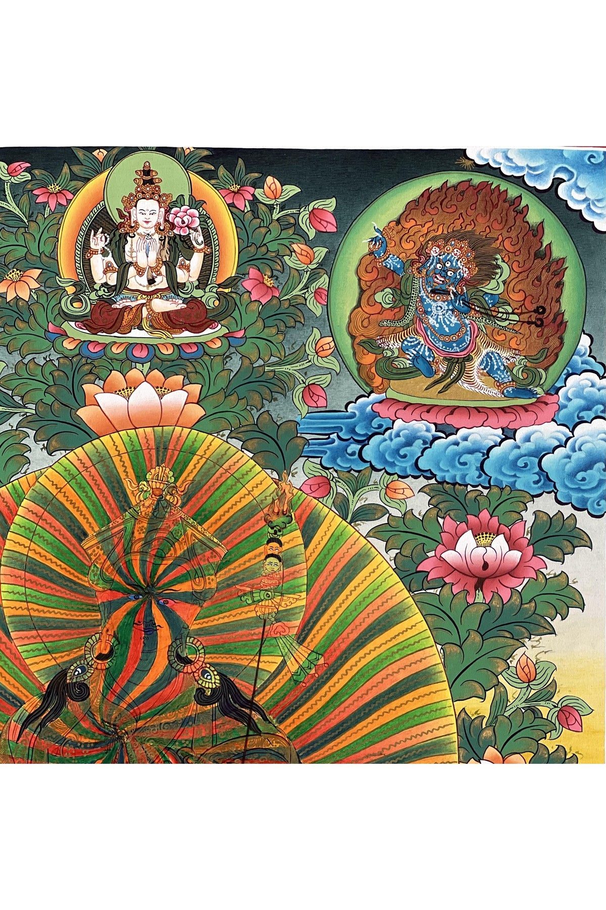 Guru Rainbow Body Padmasambhava Thangka | Hand-Painted Tibetan Buddhist Art | Gold Masterpiece | Dzogchen Meditation Painting