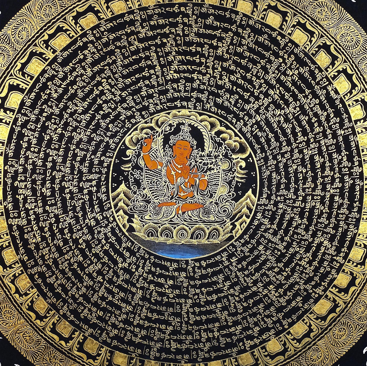 Handmade Om Mantra Mandala Thangka | Tibetan Wall Hanging, Good Luck