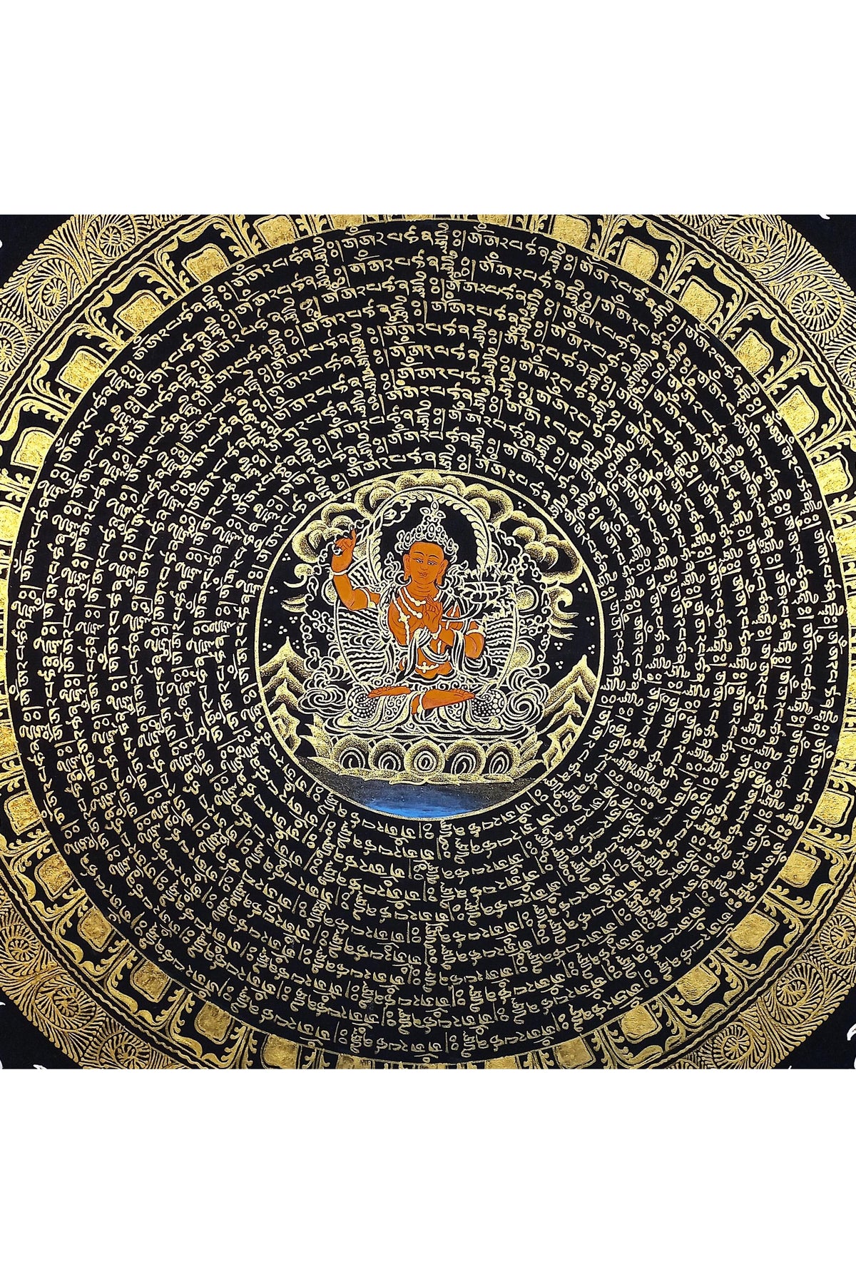 Handmade Om Mantra Mandala Thangka | Tibetan Wall Hanging, Good Luck
