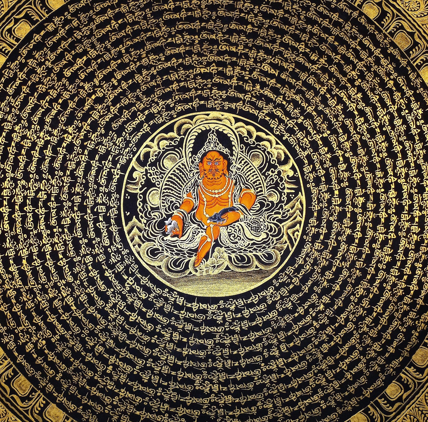 Handmade Om Mantra Mandala Thangka Painting | Tibetan Buddhist Art