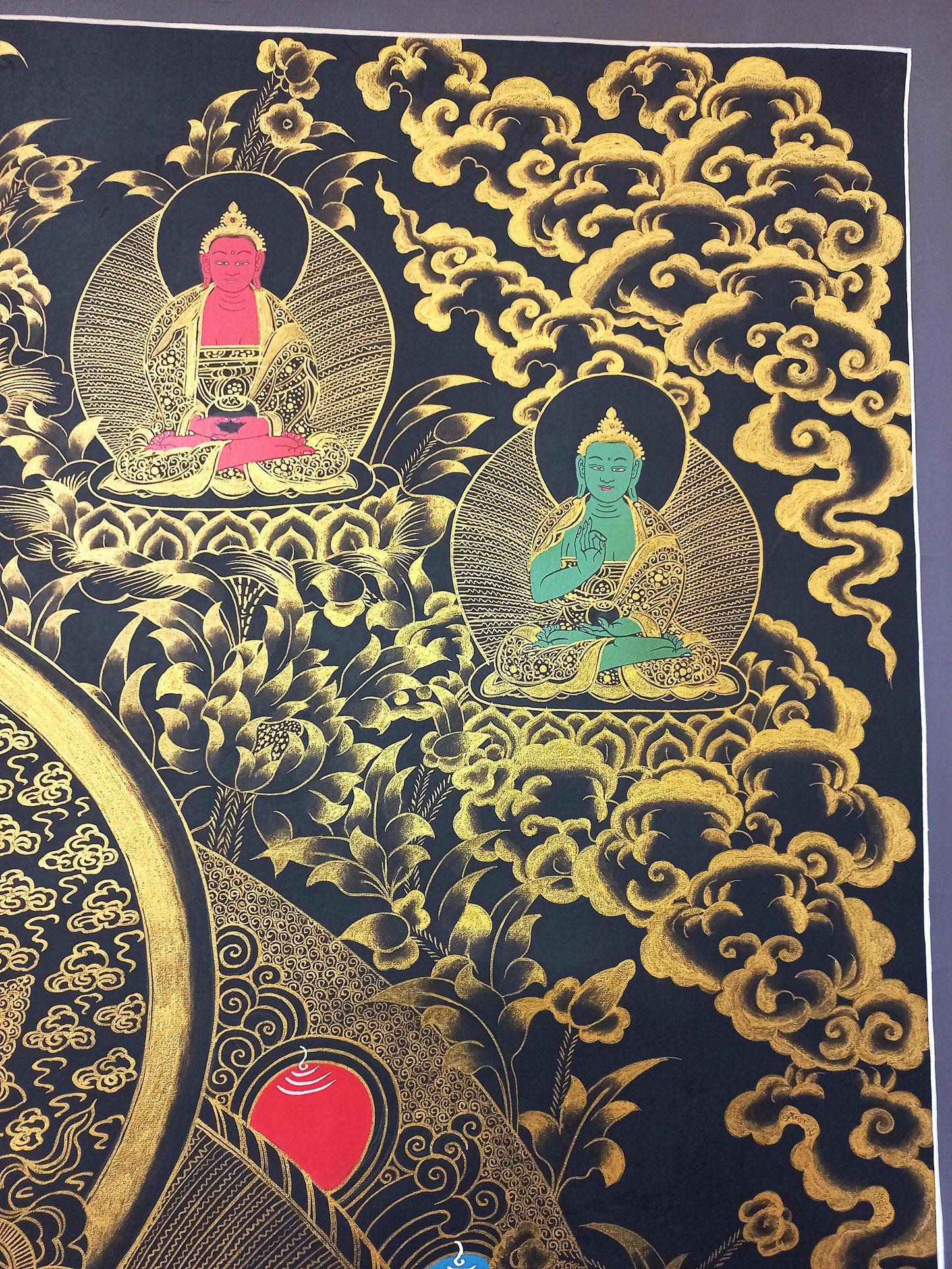 Hand-Painted Jambhala Thangka: Tibetan God of Wealth Painting, 42x54