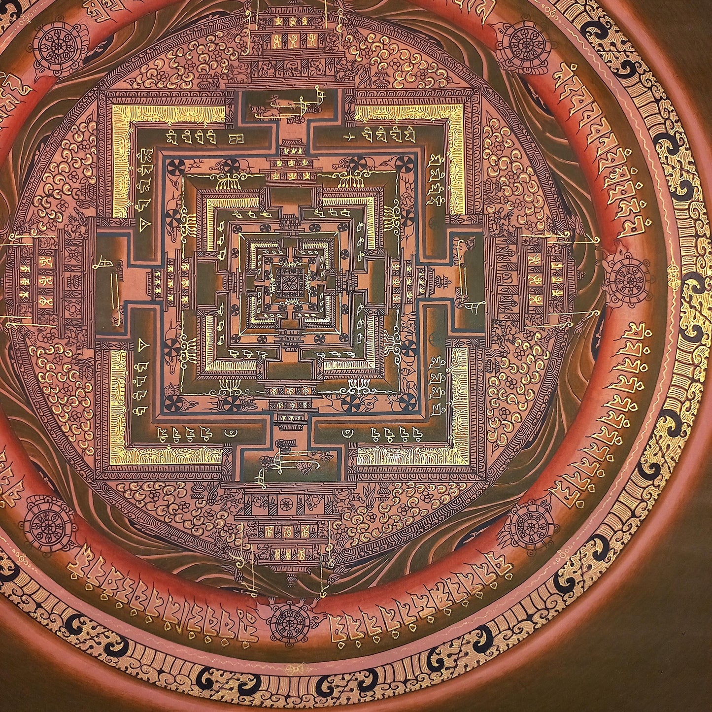 Hand Painted Kalachakra Mandala Thangka - Tibetan Wheel of Time Art