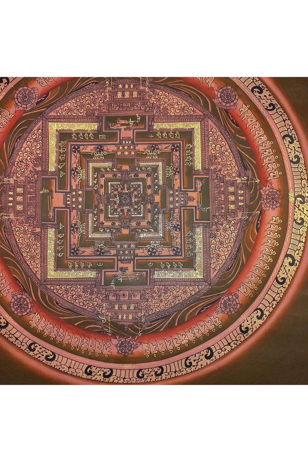 Hand Painted Kalachakra Mandala Thangka - Tibetan Wheel of Time Art