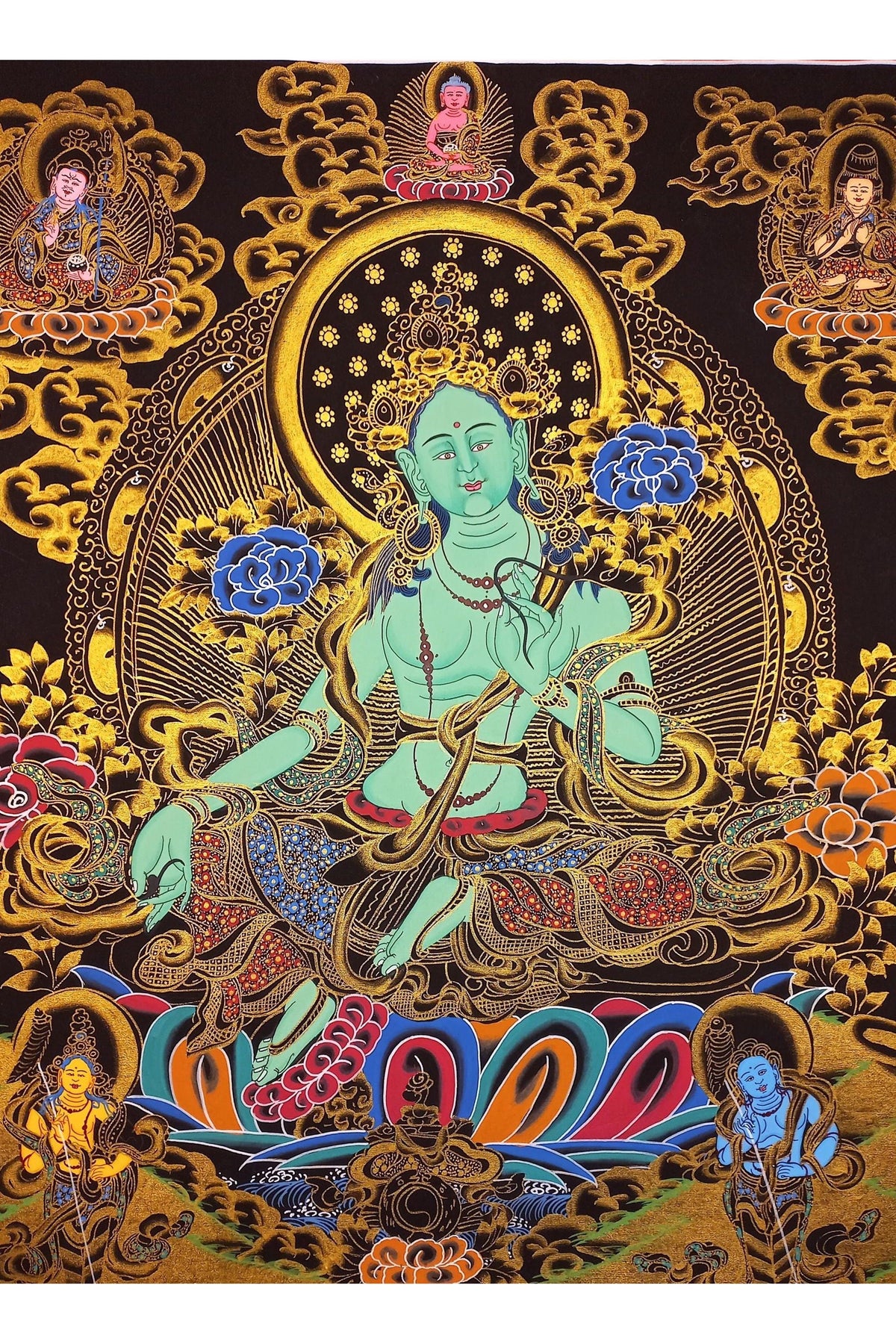 Green Tara Thangka Painting: Hand-Painted Tibetan Compassion Art, 18x24