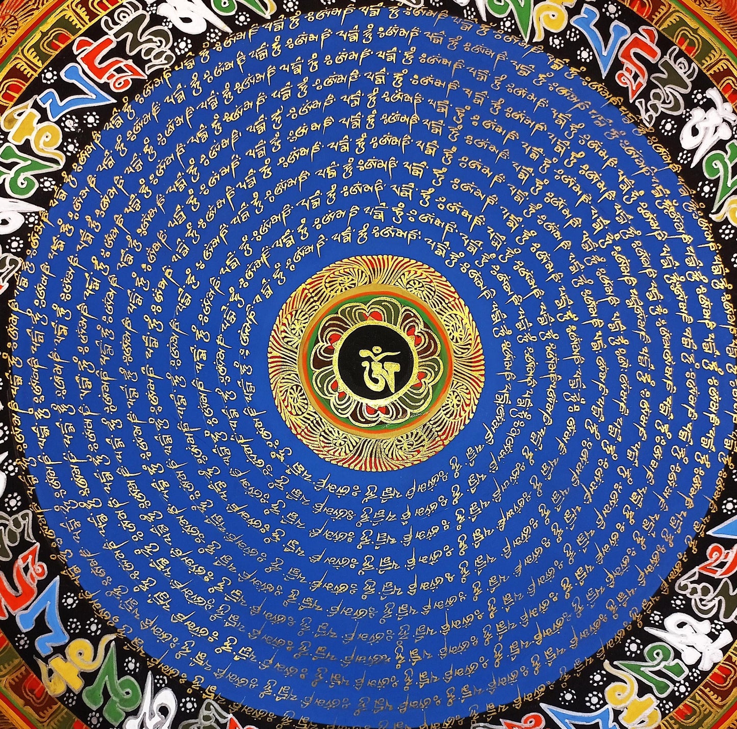 Om Mantra Mandala Thangka Painting | Tibetan Art, Sacred Home Blessing