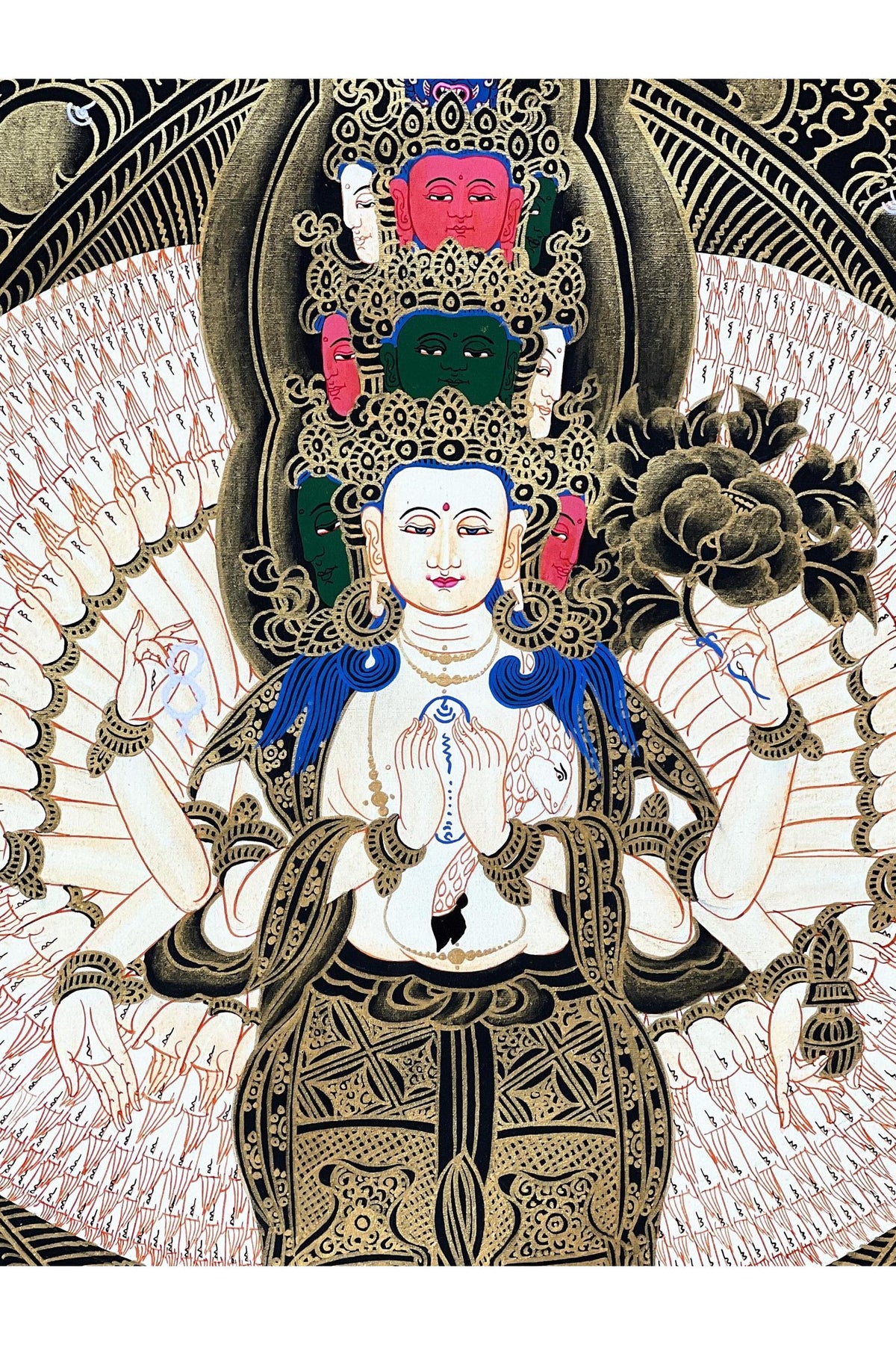 Hand-Painted Avalokiteshvara Thangka Painting | Tibetan Buddhist Art
