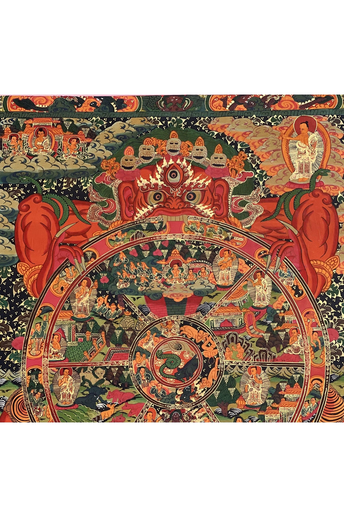 Hand-Painted Wheel of Life Thangka Painting - Tibetan Mandala Art