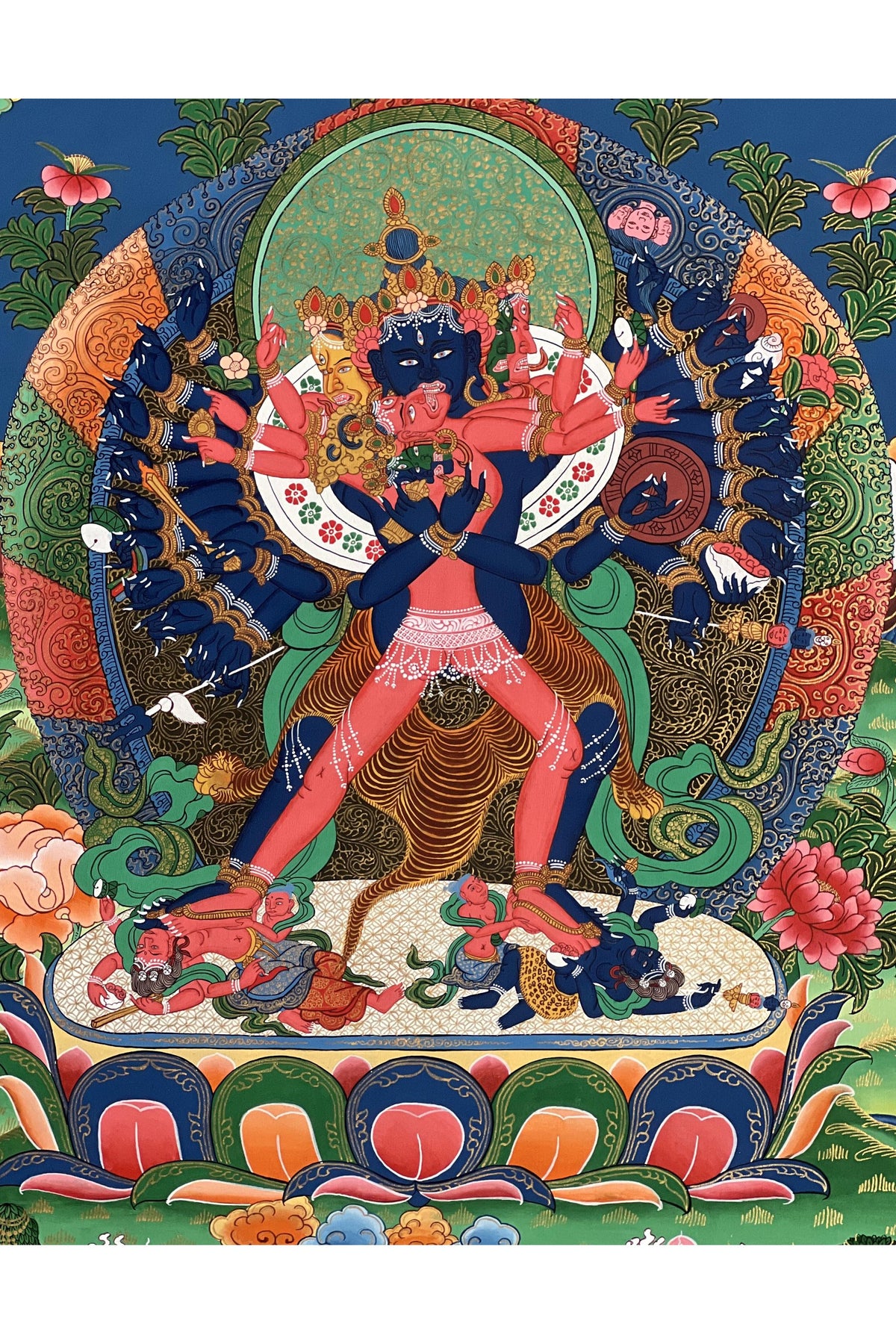 Hand-Painted Chakrasamvara Shakti Tibetan Thangka Painting on Cotton (22x29 in)