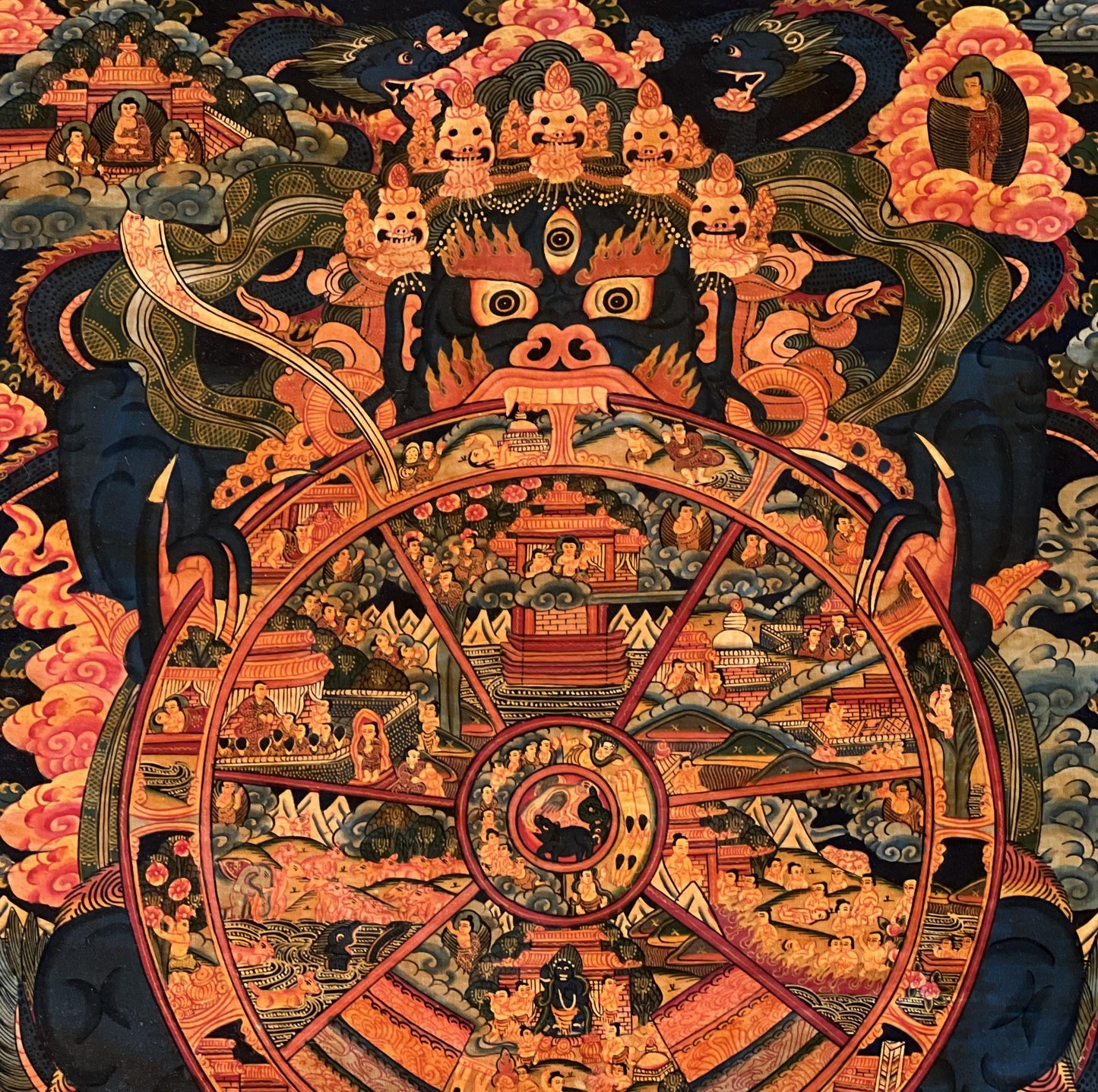 Hand-Painted Wheel of Life Thangka Painting - Tibetan Buddhist Art