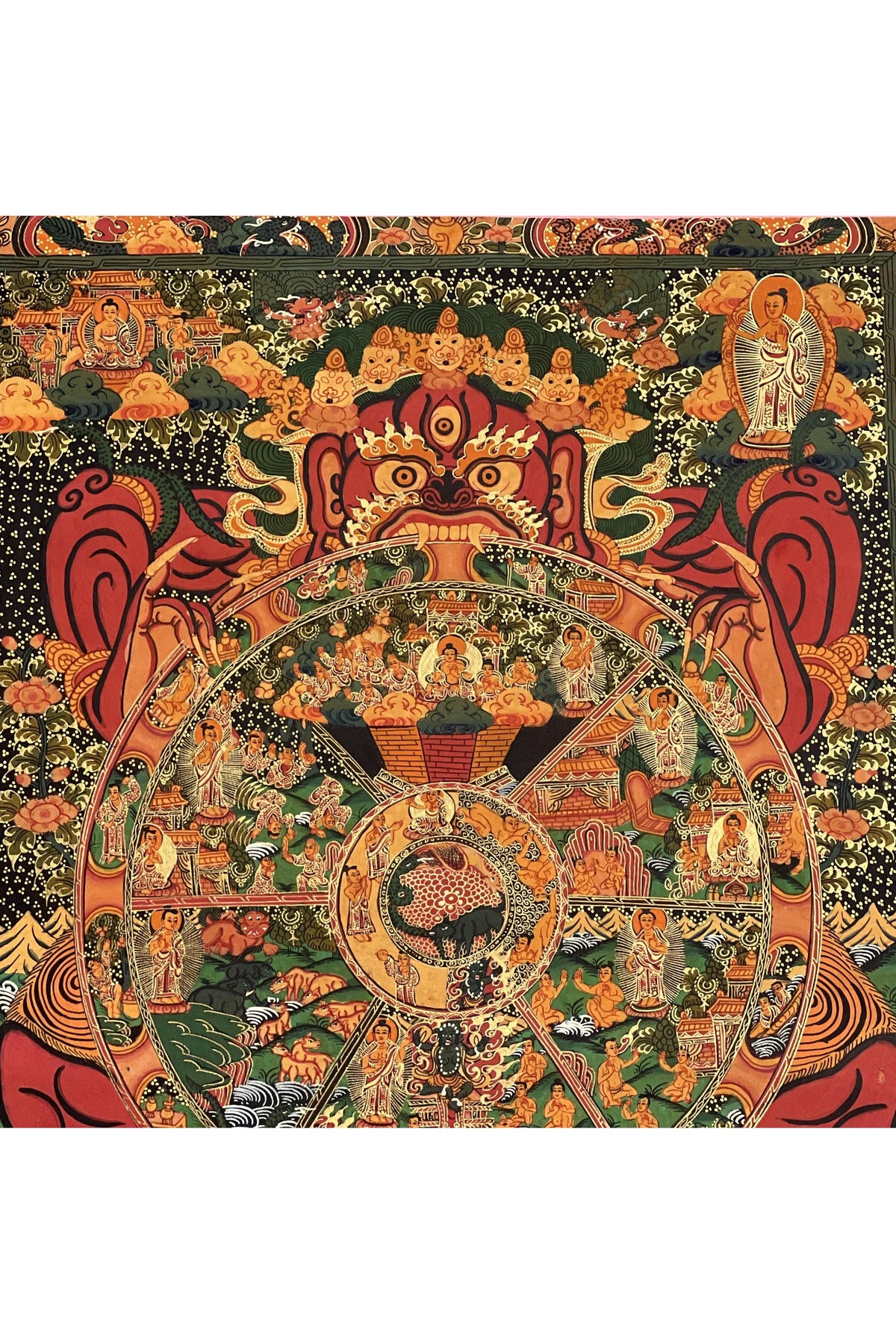 Hand-Painted Wheel of Life Thangka Painting: Samsara Mandala, Tibetan Art