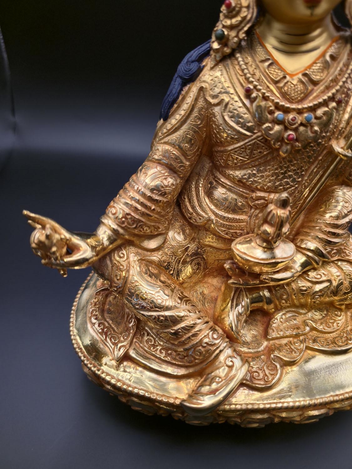 24K Gold Gilded Padmasambhava Statue | Handmade Copper Guru Rinpoche