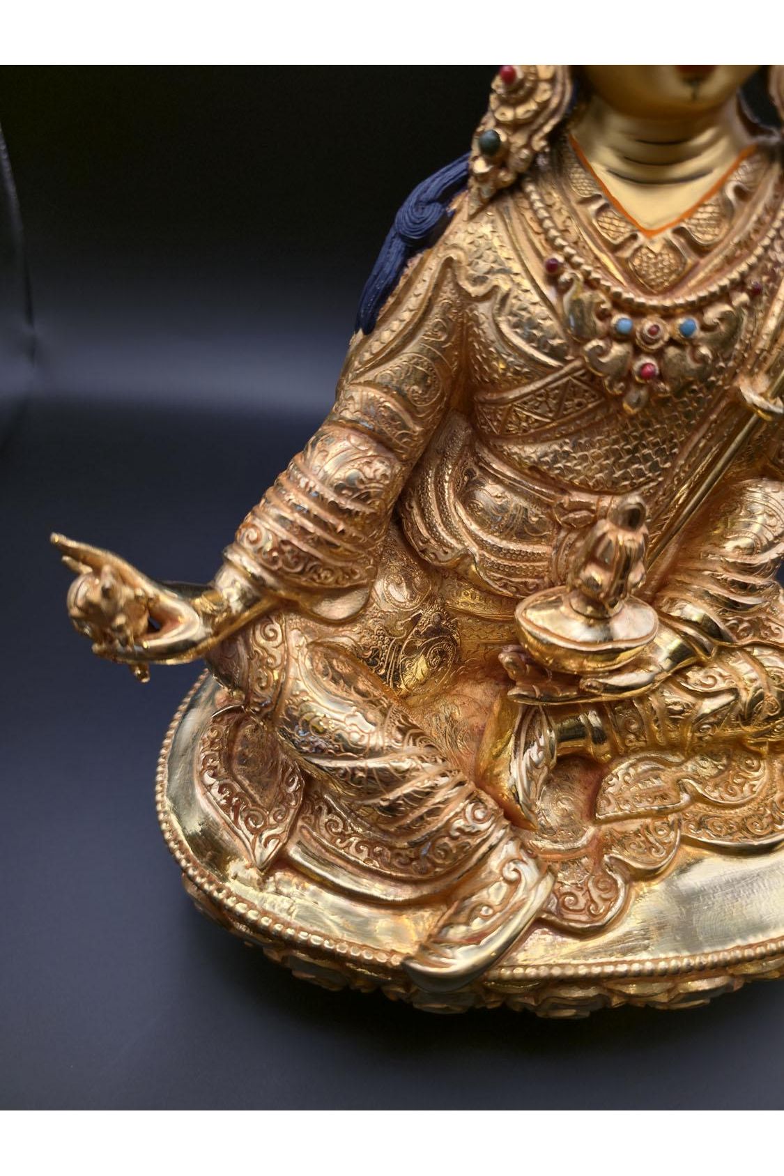 24K Gold Gilded Padmasambhava Statue | Handmade Copper Guru Rinpoche