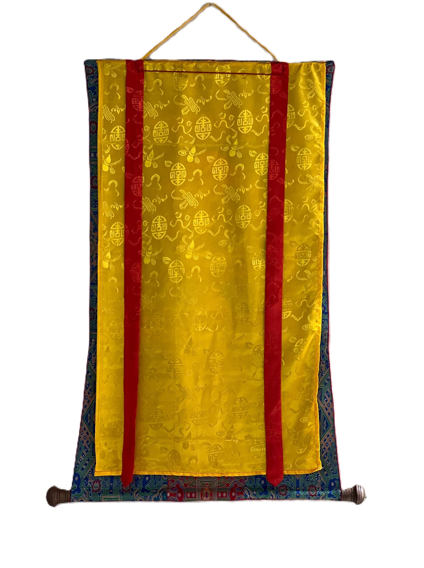 Hand-Painted Green Tara Thangka with Silk Brocade – Tibetan Art