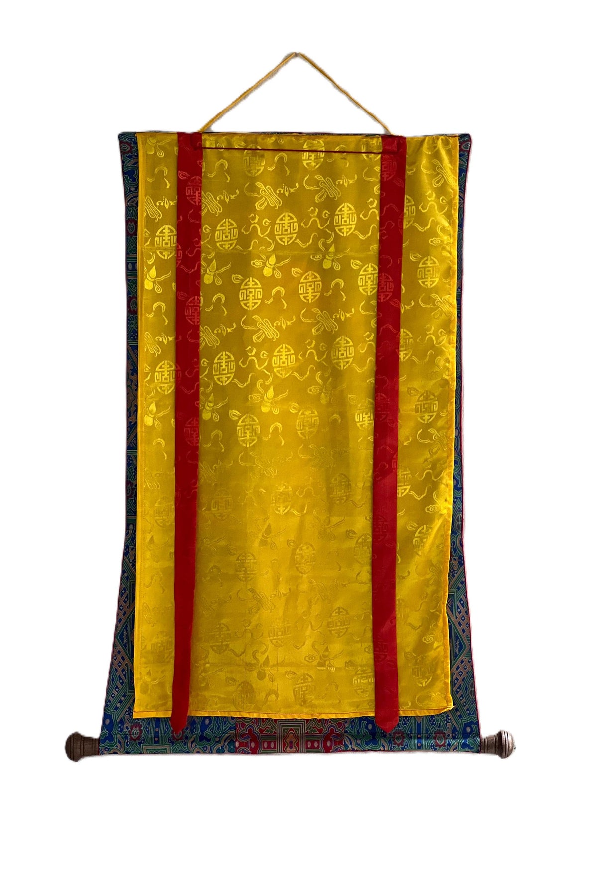 Hand-Painted Green Tara Thangka with Silk Brocade – Tibetan Art