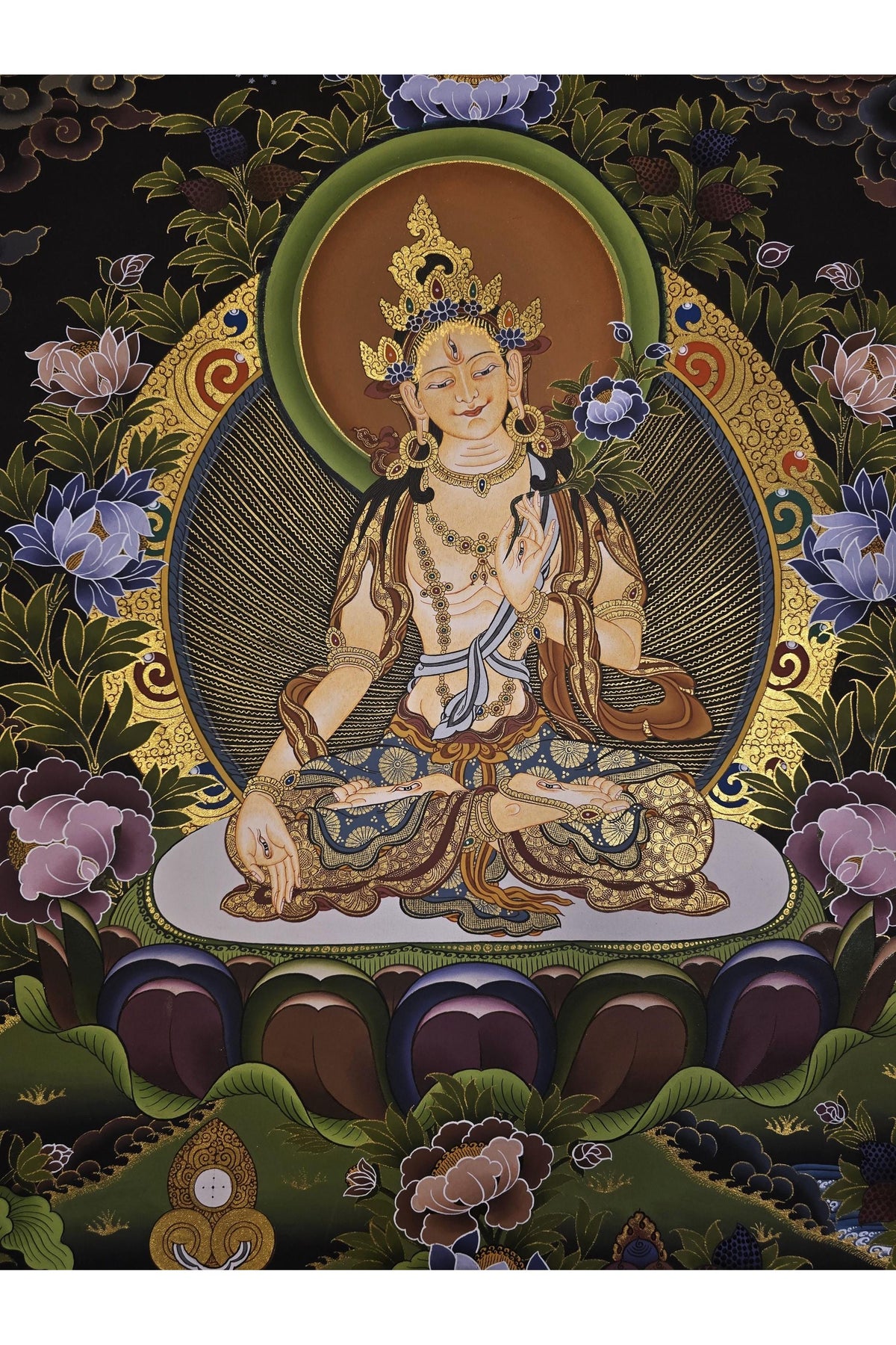 Hand-Painted White Tara Thangka | Tibetan Goddess Art, Nepal