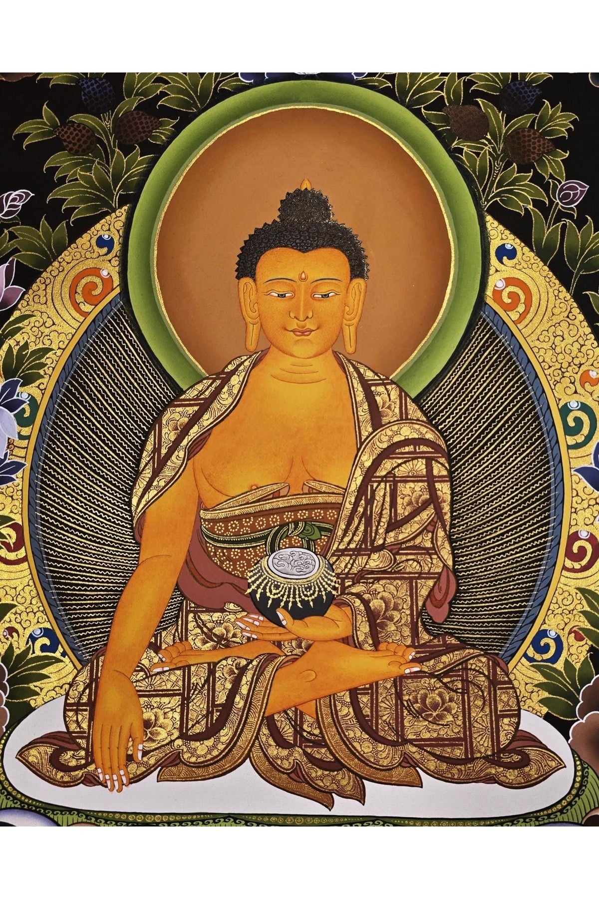 Hand-Painted Buddha Thangka | Shakyamuni, Gold Detailing, Nepalese Buddhist Art