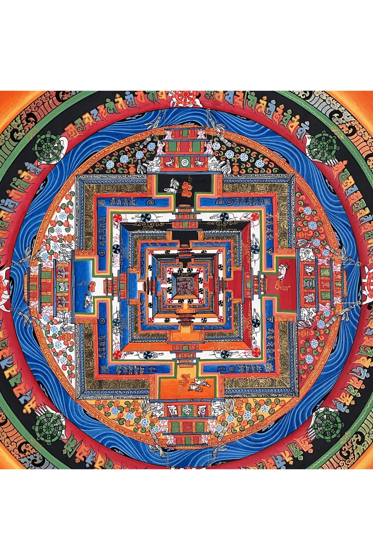 Kalachakra Mandala Tibetan Thangka Painting – Hand-Painted Wheel of Time Sacred Art